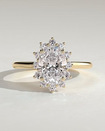 2.0CT Oval Lab Grown Diamond Halo Cathedral Engagement Ring