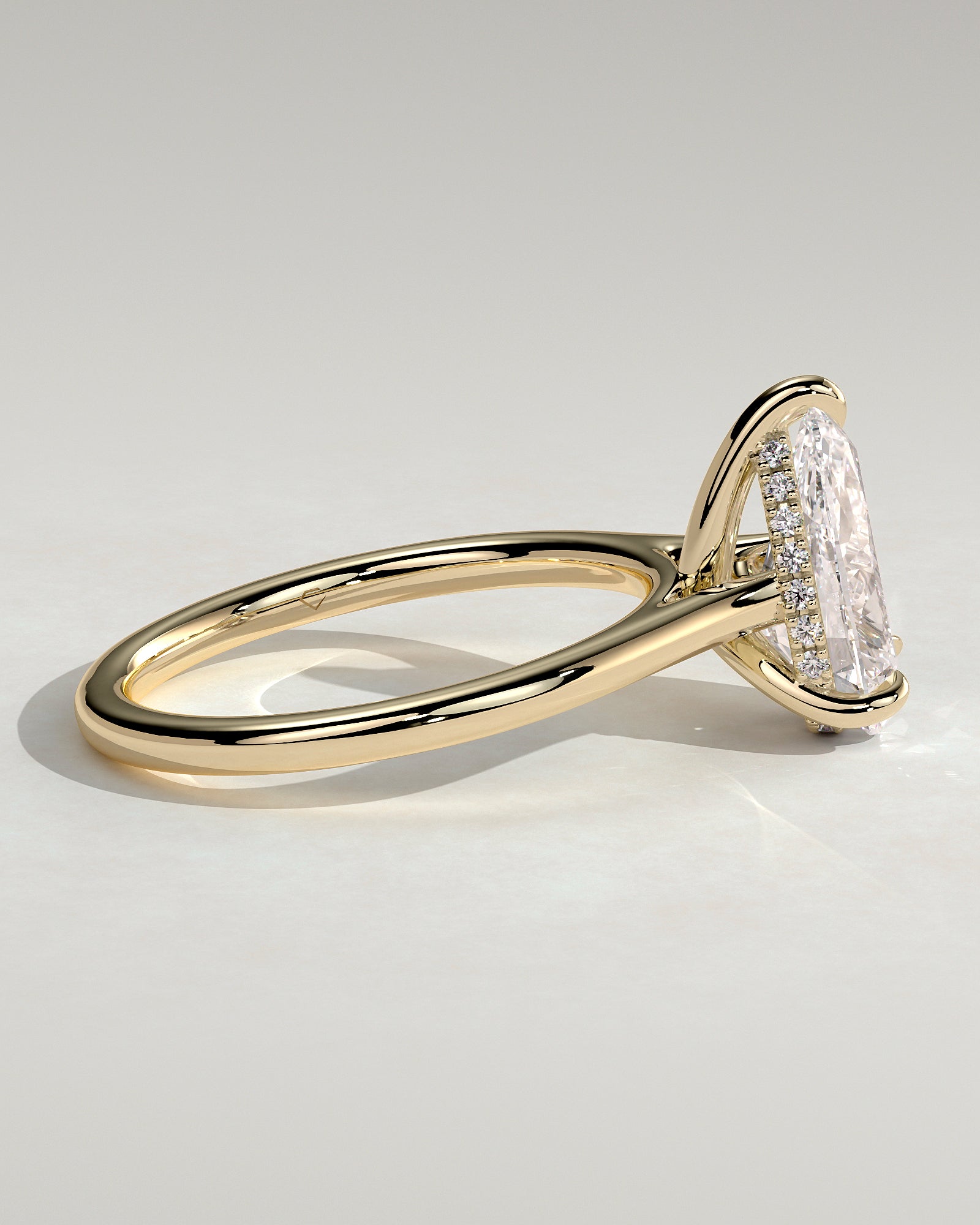 2.0CT Pear Lab Grown Diamond Hidden Halo Cathedral Engagement Ring