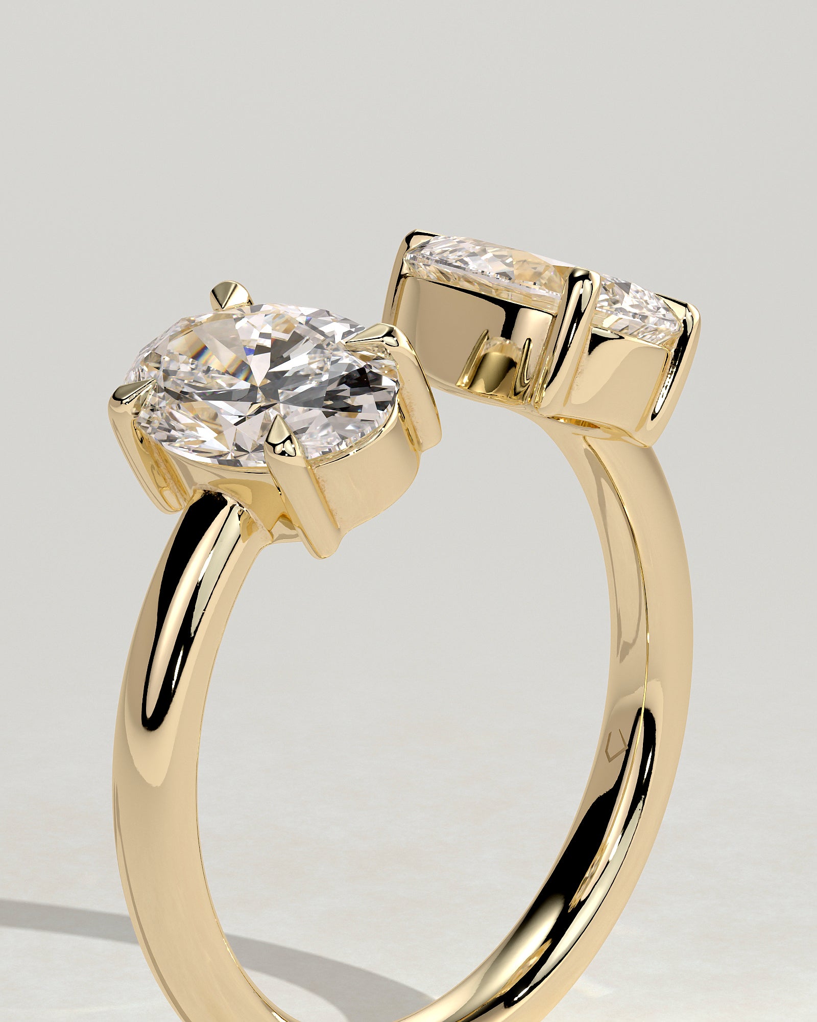 1.23CT Oval & 1.15CT Pear Lab Grown Diamond Toi et Moi Open Cuff Band Engagement Ring