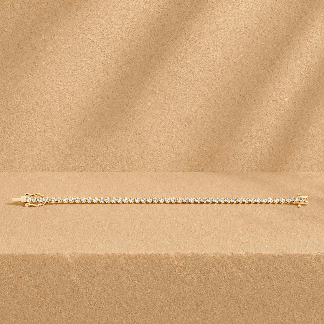 14K Solid Gold Bezel Set Lab Grown Diamond Tennis Bracelet