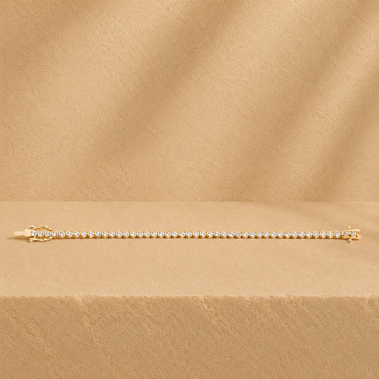 14K Solid Gold Bezel Set Lab Grown Diamond Tennis Bracelet
