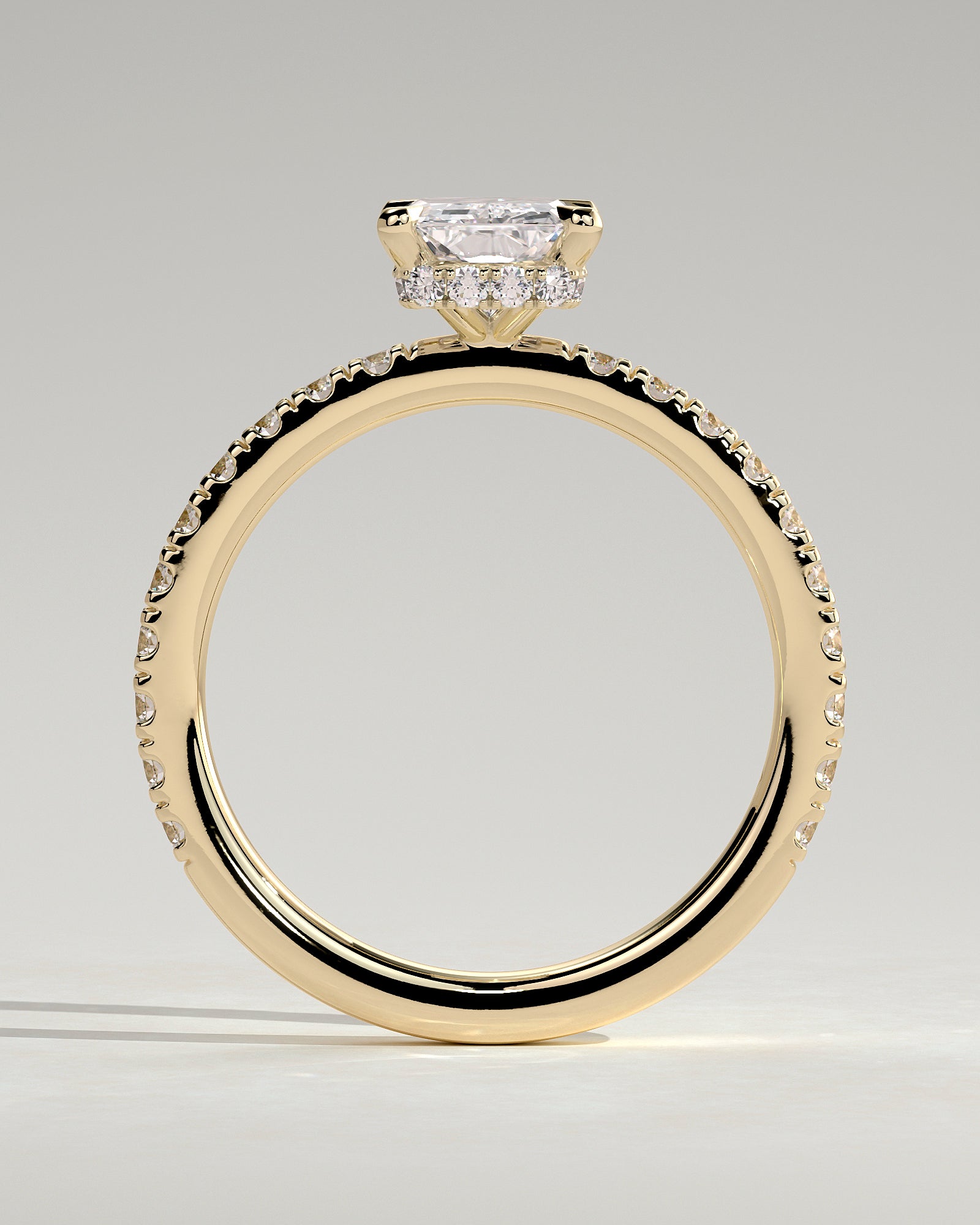 2.0CT Radiant Lab Grown Diamond Hidden Halo Pave Engagement Ring
