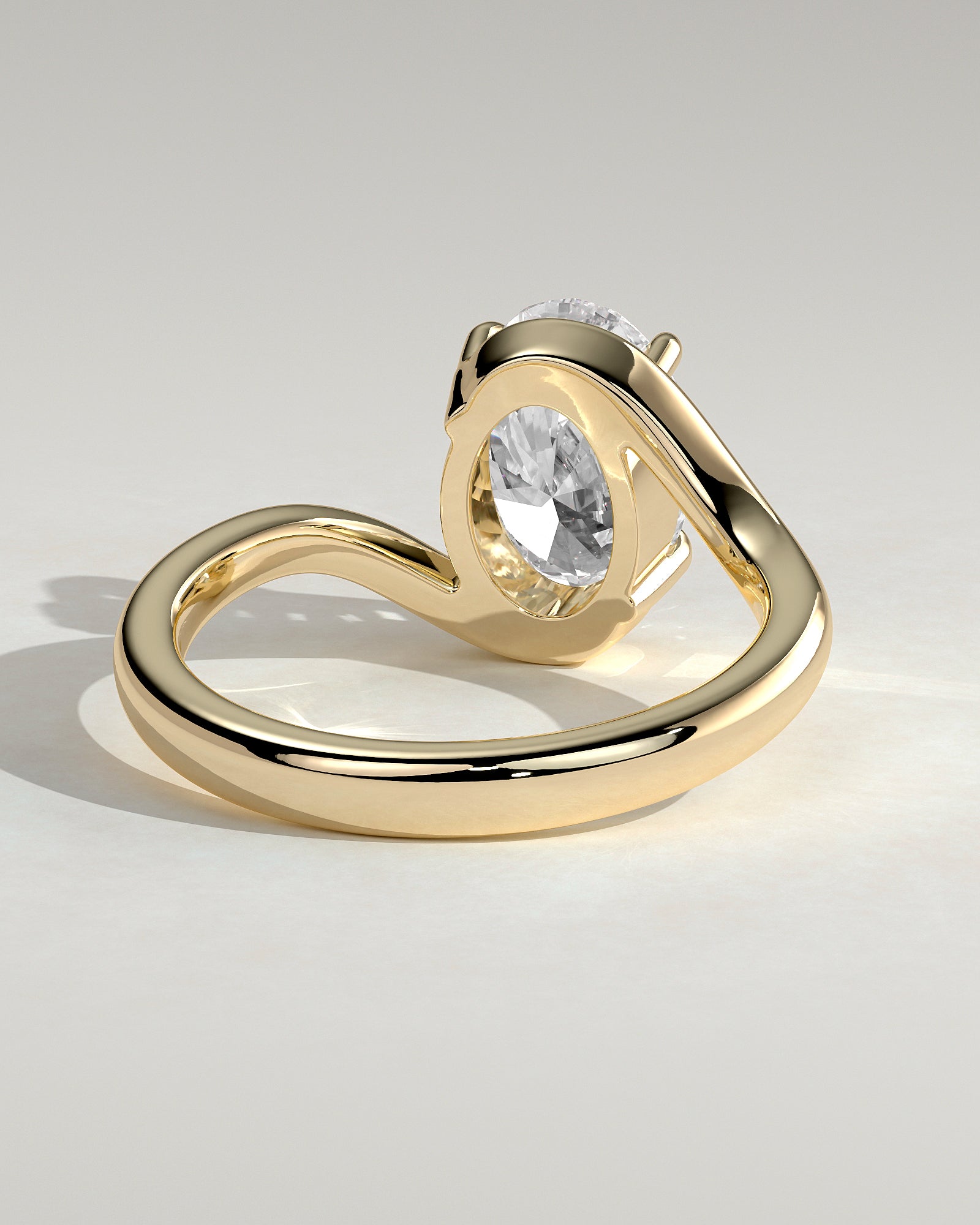 2.0CT Oval Lab Grown Diamond Solitaire Bypass Engagement Ring