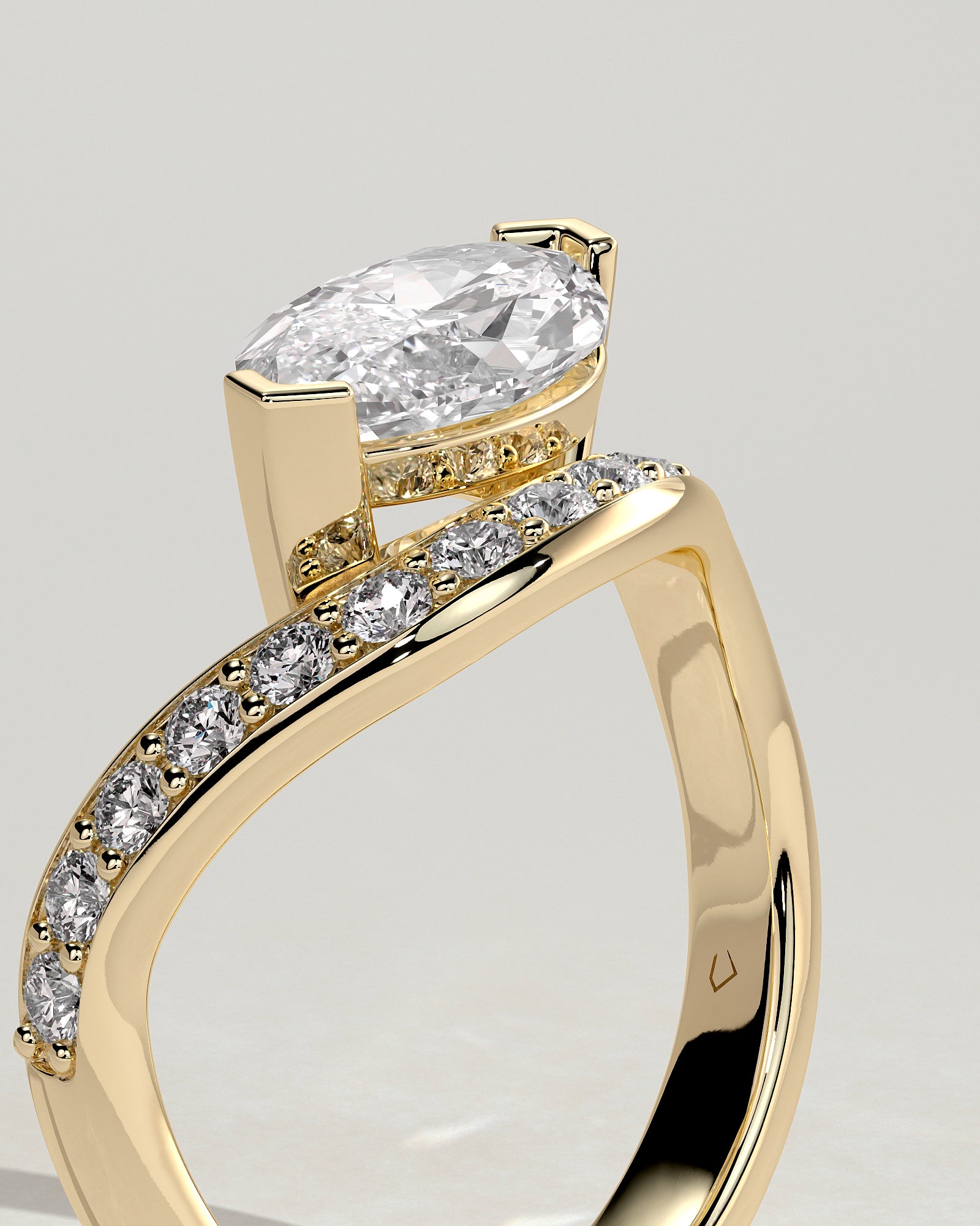 2.0CT East West Marquise Lab Grown Diamond Pave Wave Band Engagement Ring