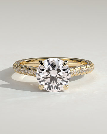 2.0CT Round Lab Grown Diamond Hidden Halo Three Side Pave Engagement Ring
