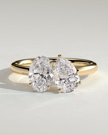 1.50CT Oval & 1.50CT Pear Lab Grown Diamond Toi et Moi Engagement Ring