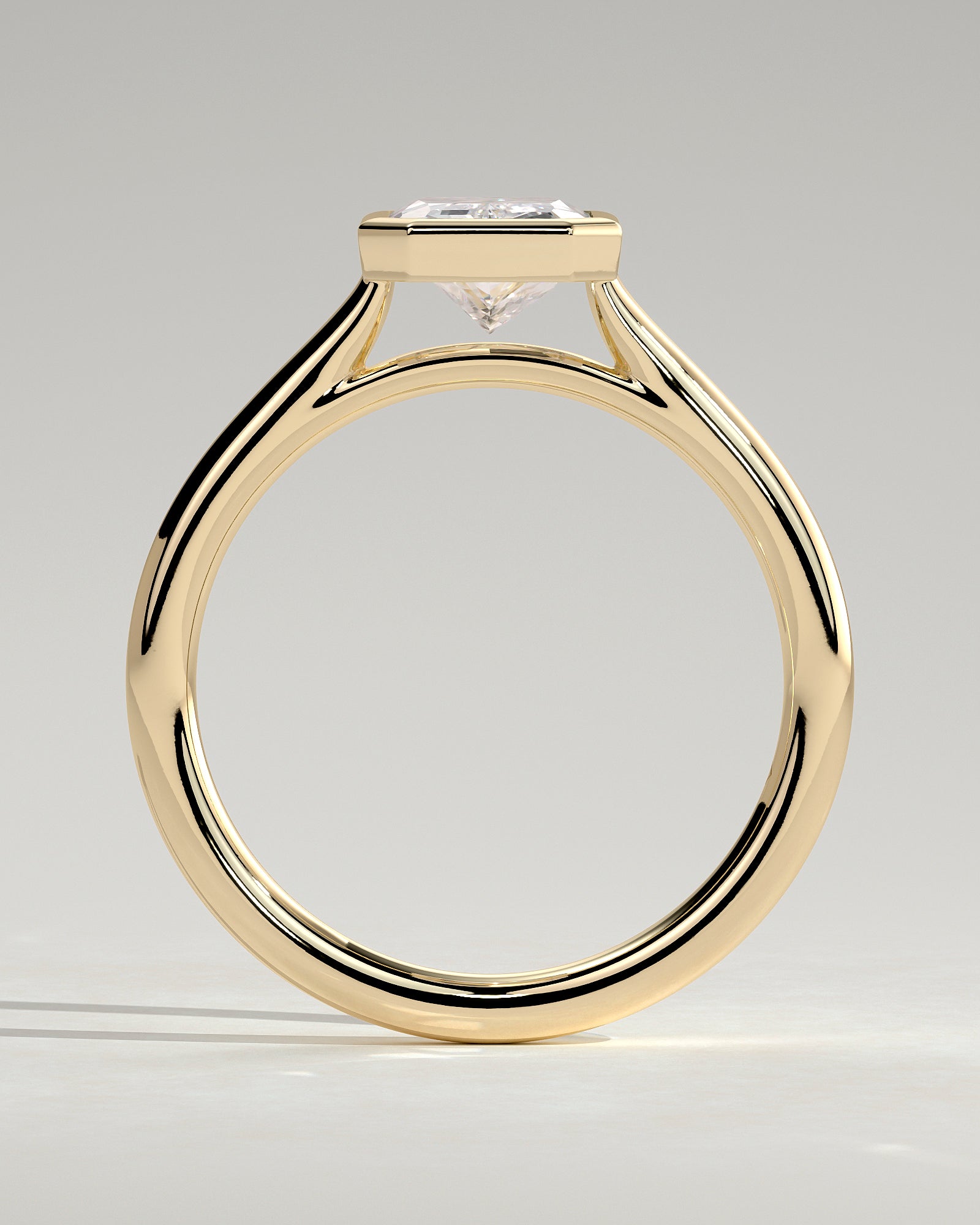 2.0CT Bezel Set Radiant Cut Lab Grown Diamond Solitaire Cathedral Engagement Ring