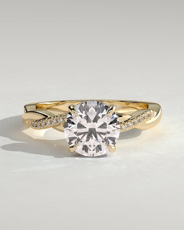 2.0CT Round Lab Grown Diamond Hidden Halo Twisted Pave Engagement Ring