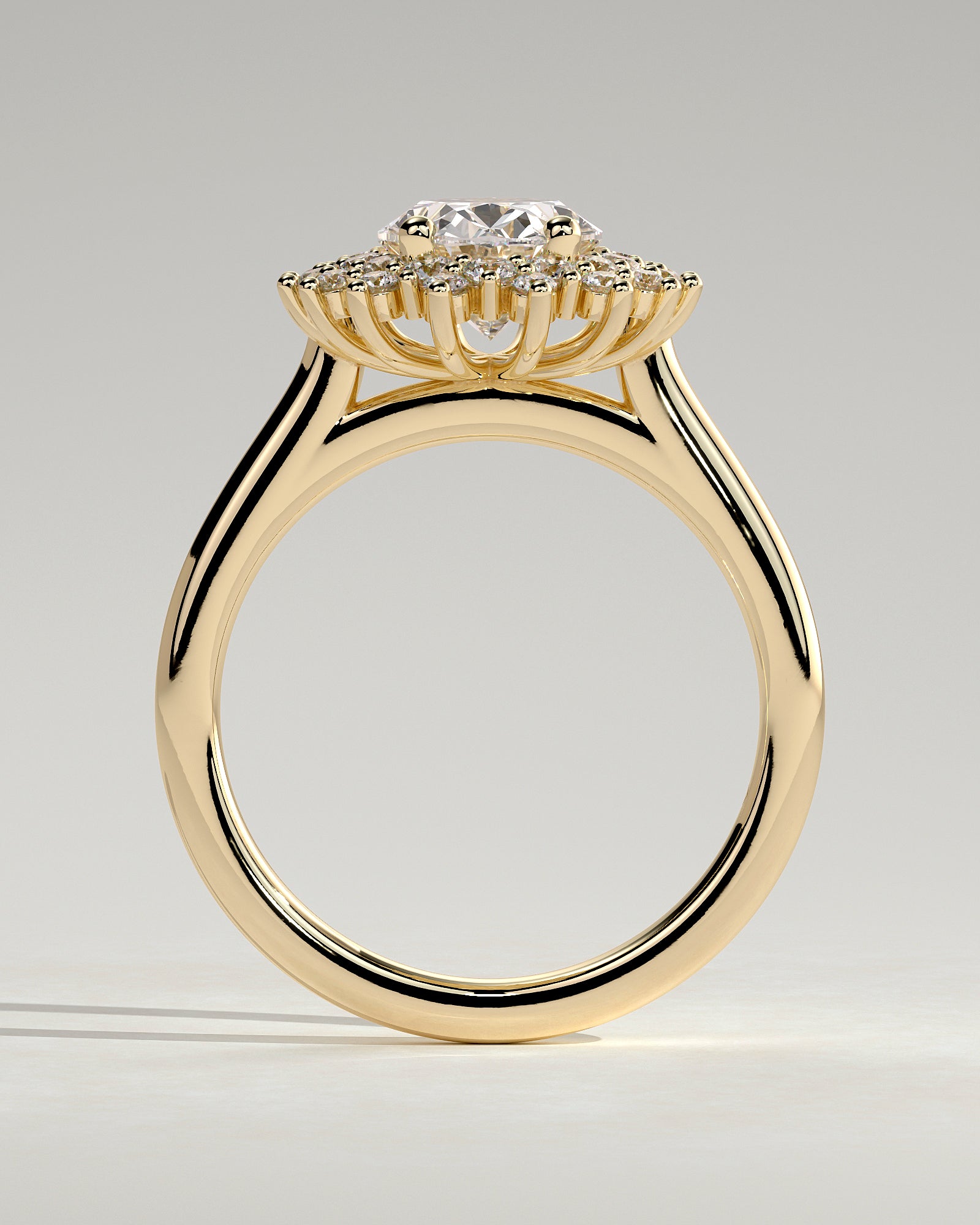 2.0CT Oval Lab Grown Diamond Halo Cluster Cathedral Engagement Ring