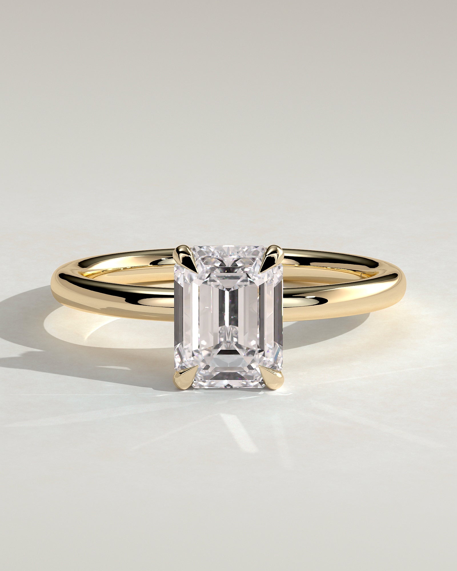 2.0CT Emerald Cut Lab Grown Diamond Hidden Halo Solitaire Engagement Ring