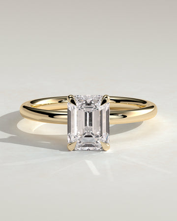 2.0CT Emerald Cut Lab Grown Diamond Hidden Halo Solitaire Engagement Ring
