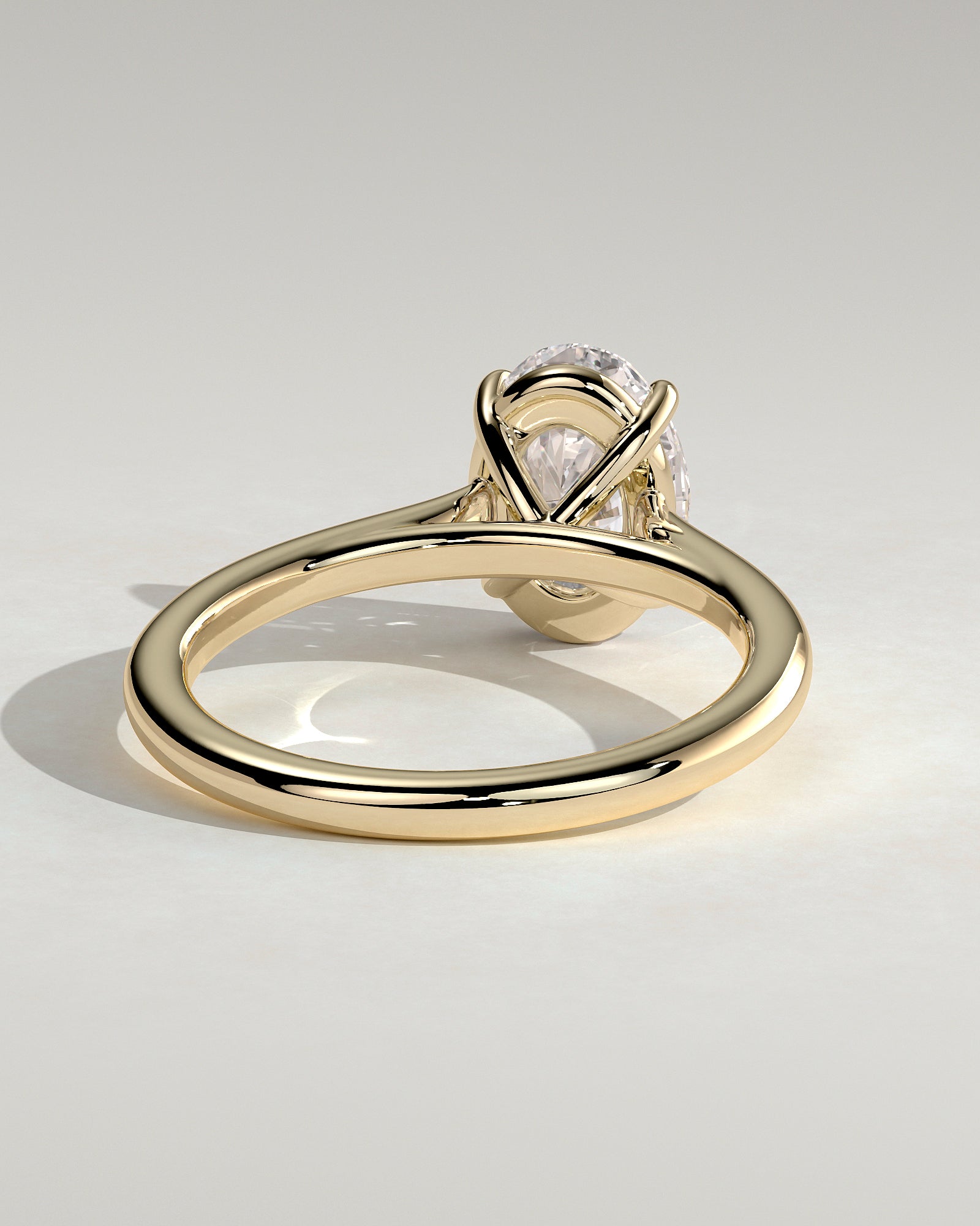 2.0CT Oval Lab Grown Diamond Cathedral Engagement Ring