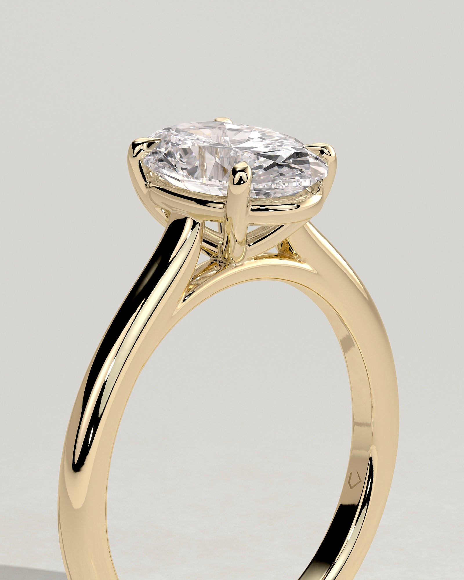 2.0CT Oval Lab Grown Diamond Cathedral Engagement Ring