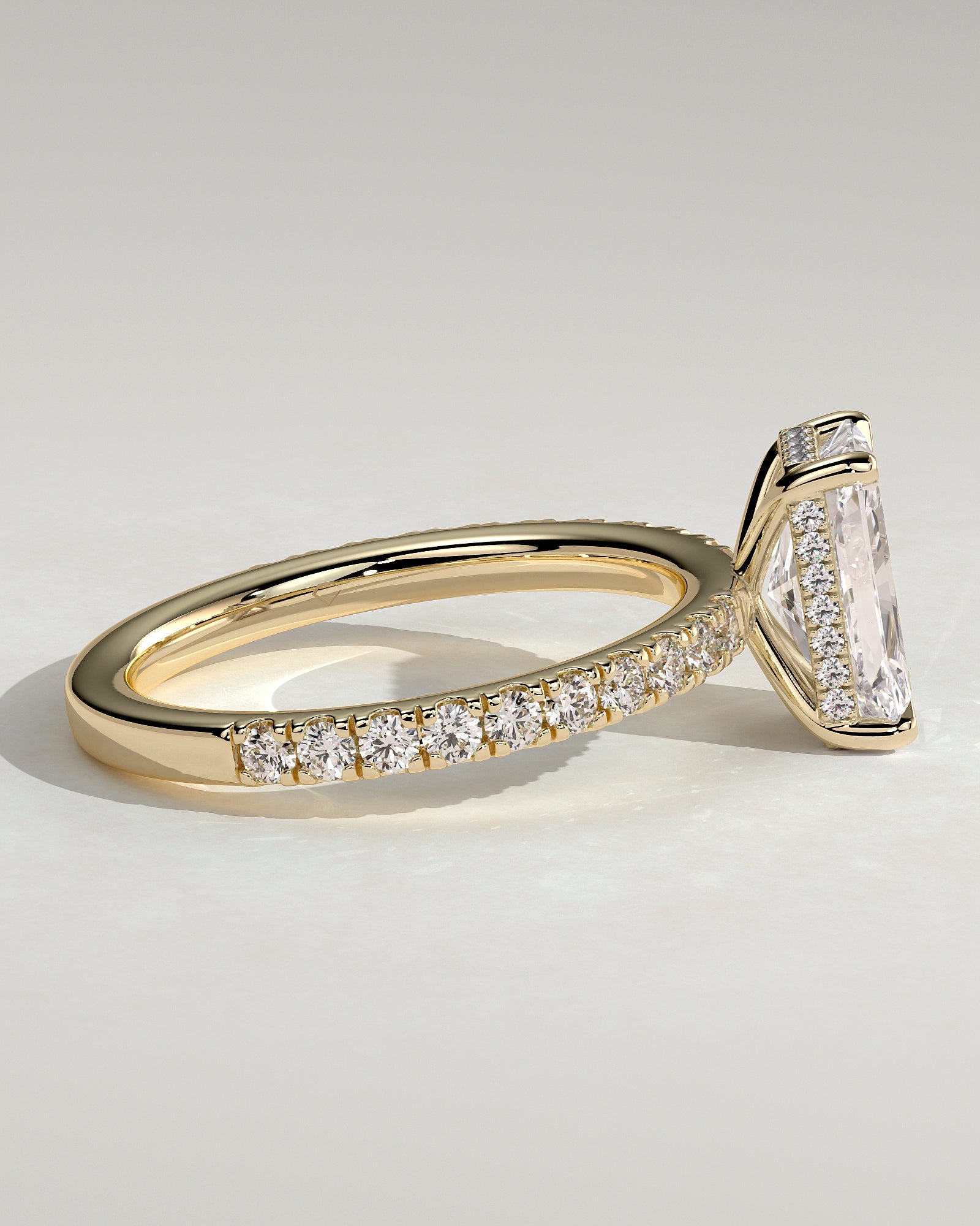 2.0CT Radiant Lab Grown Diamond Hidden Halo Pave Engagement Ring