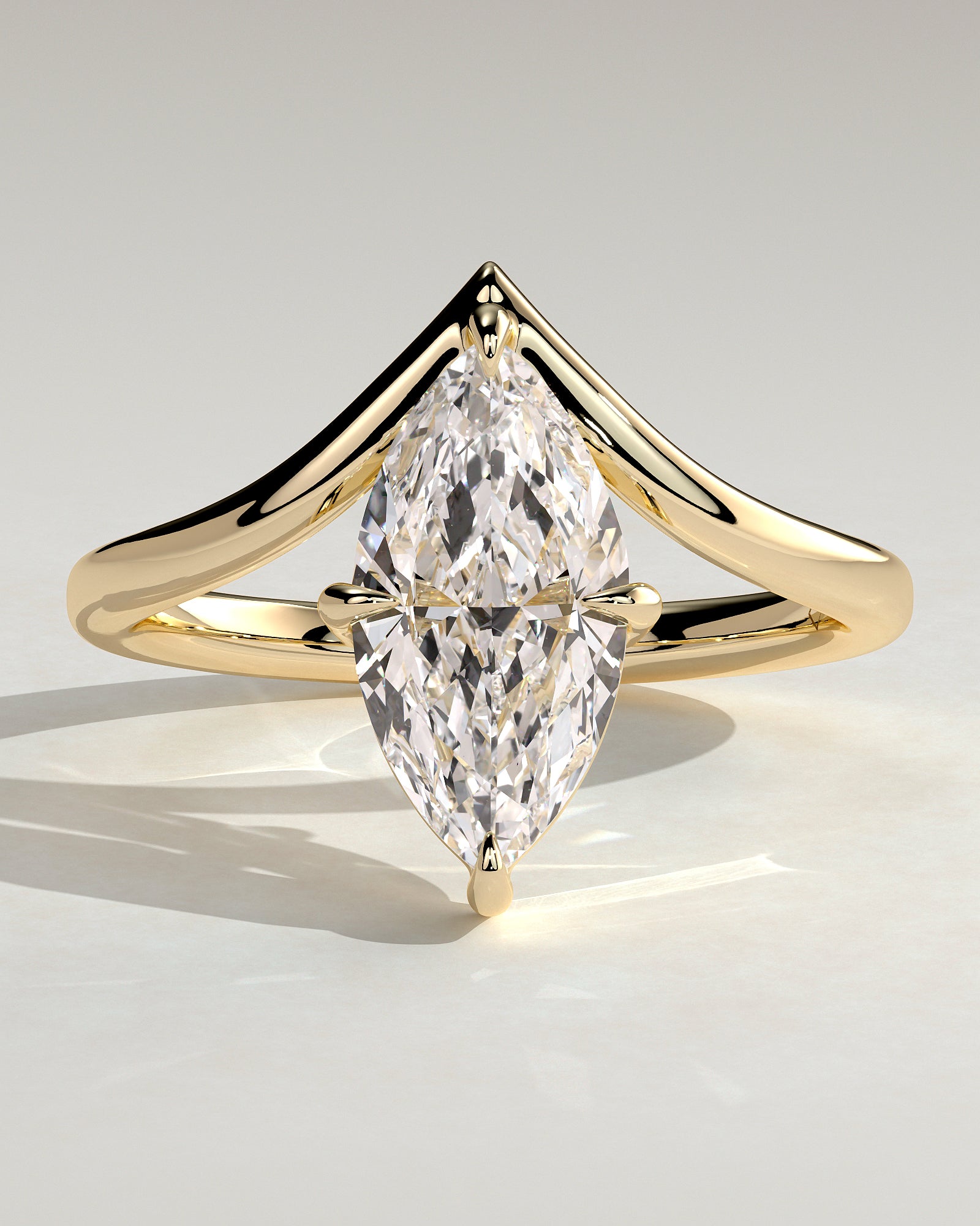 2.0CT Marquise Lab Grown Diamond Curved Solitaire Engagement Ring