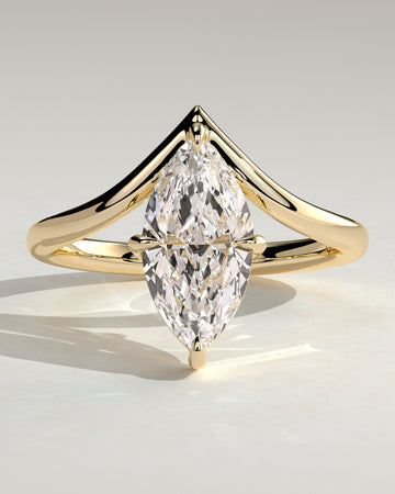 2.0CT Marquise Lab Grown Diamond Curved Solitaire Engagement Ring
