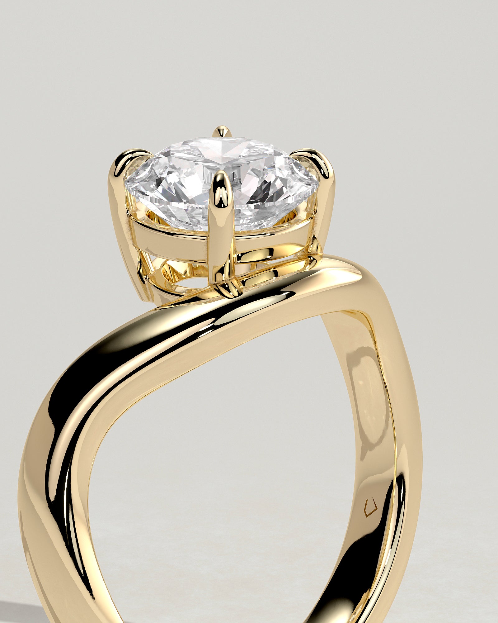 2.0CT Round Lab Grown Diamond Solitaire Wave Band Engagement Ring