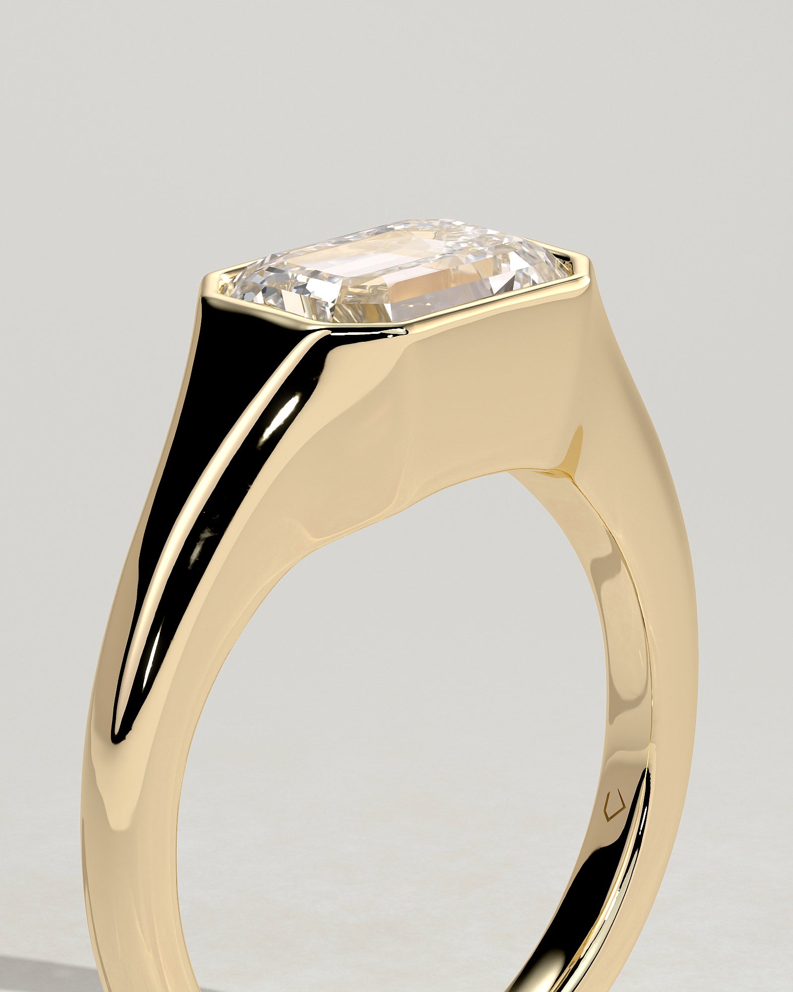 2.0CT Bezel Set East West Emerald Cut Lab Grown Diamond Signet Ring