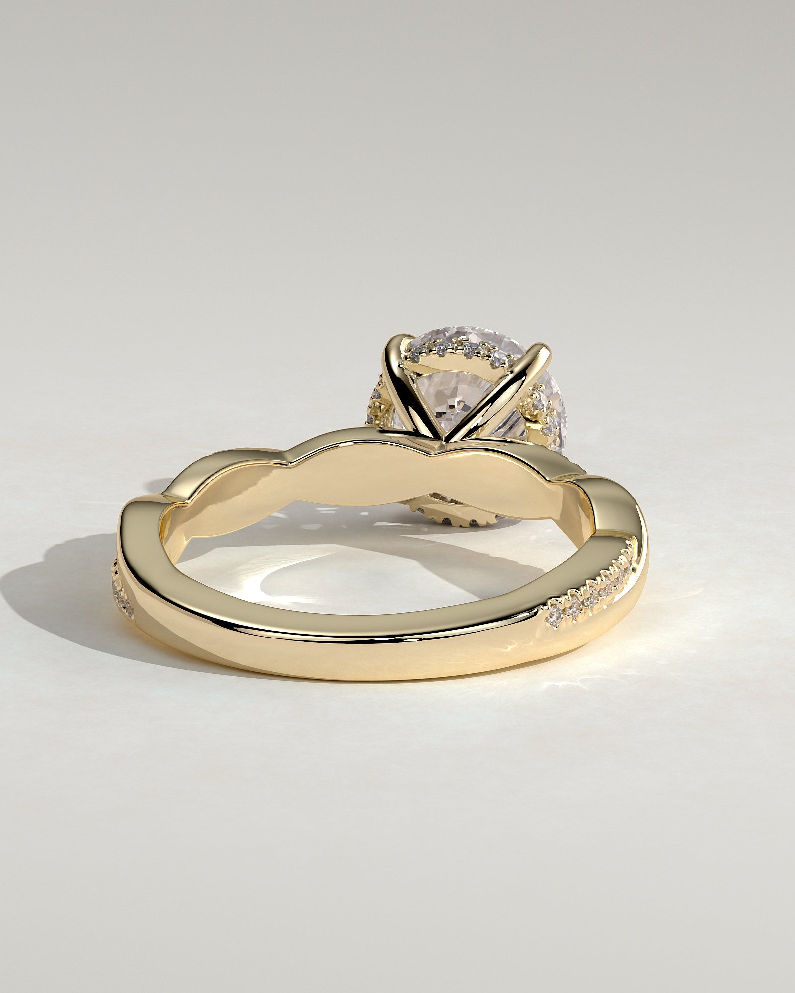 2.0CT Round Lab Grown Diamond Hidden Halo Twisted Pave Engagement Ring