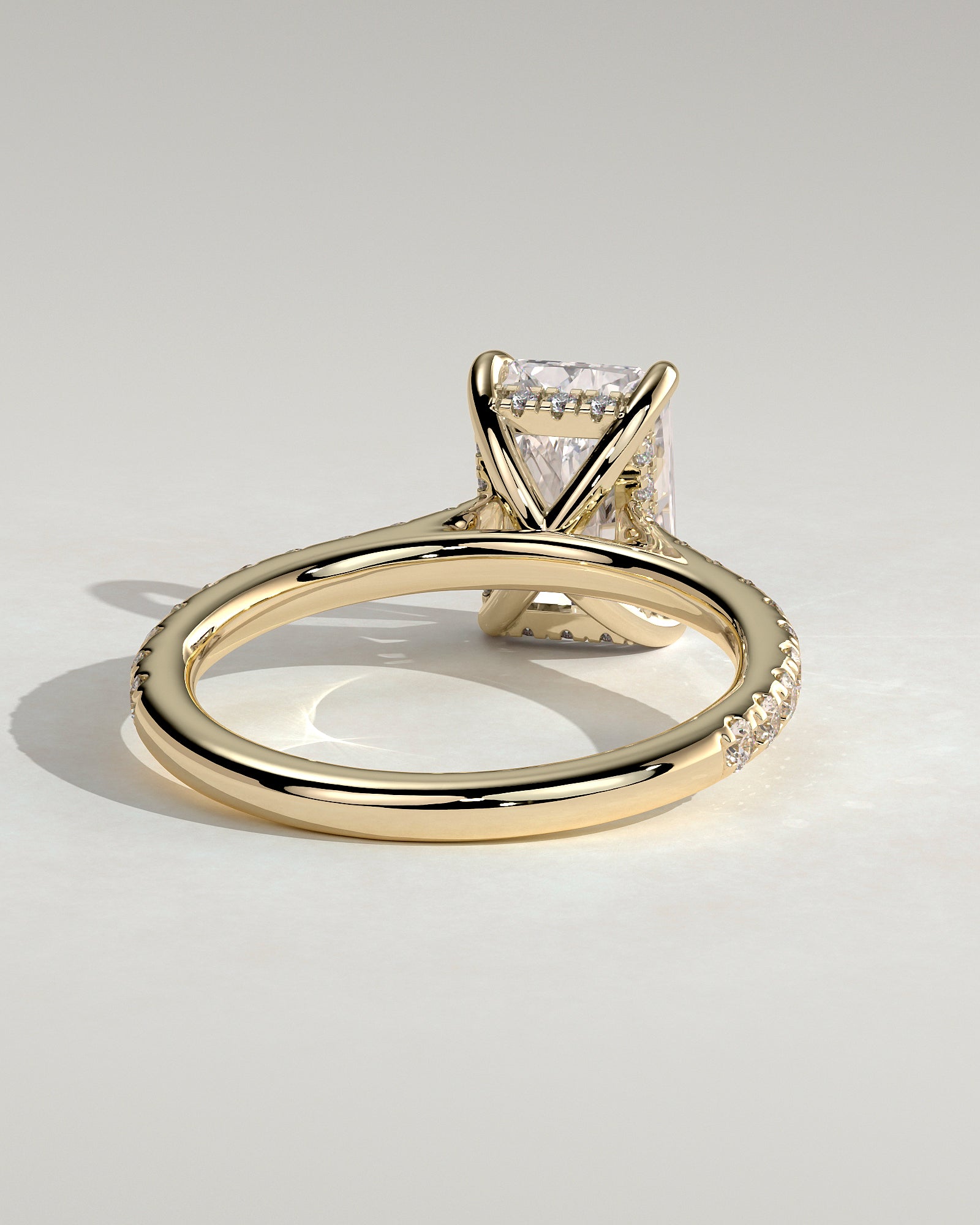2.0CT Radiant Lab Grown Diamond Hidden Halo Cathedral Pave Engagement Ring