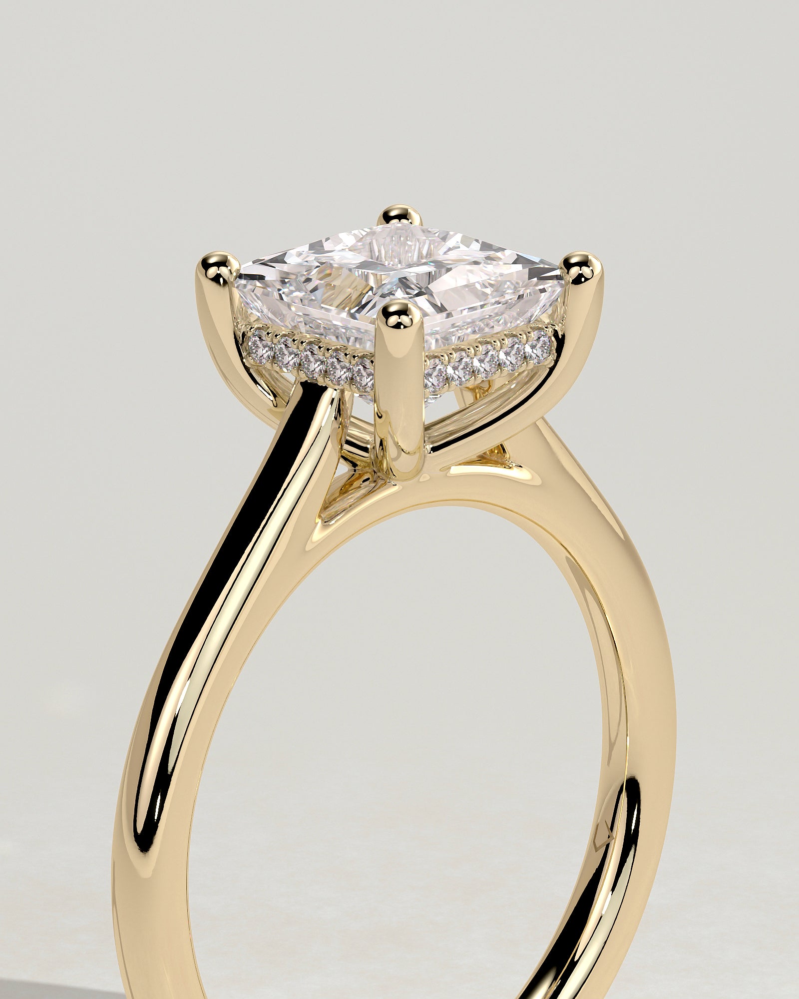 2.0CT Princess Lab Grown Diamond Hidden Halo Cathedral Engagement Ring