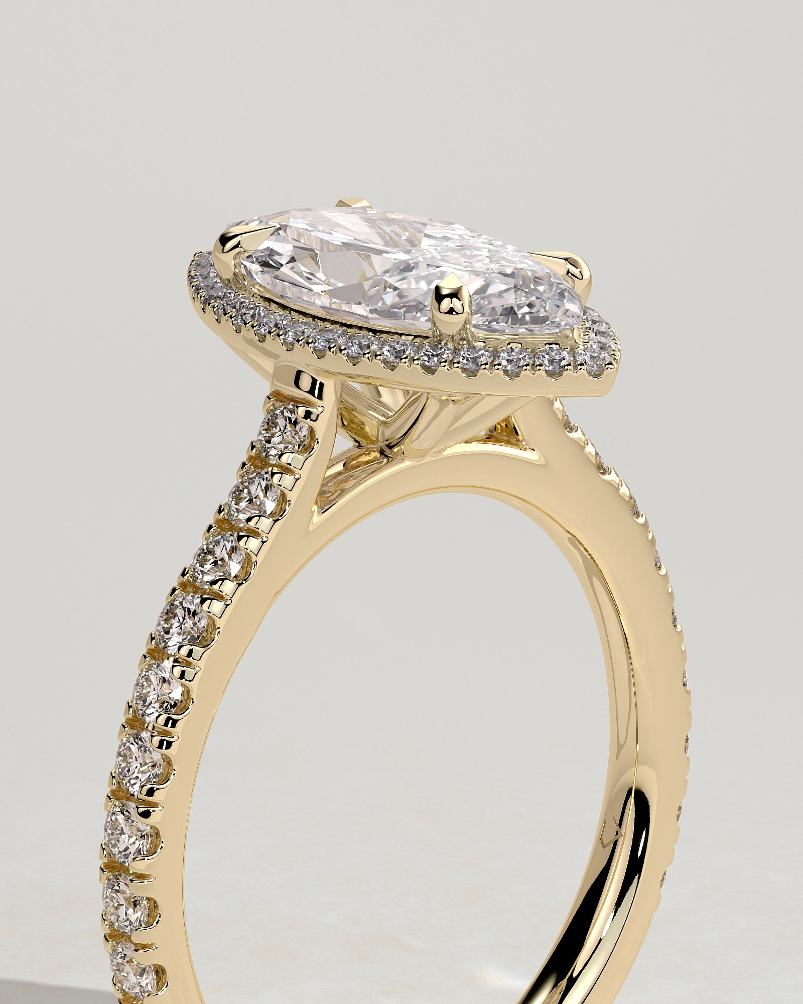 2.0CT Marquise Lab Grown Diamond Halo Cathedral Pave Engagement Ring