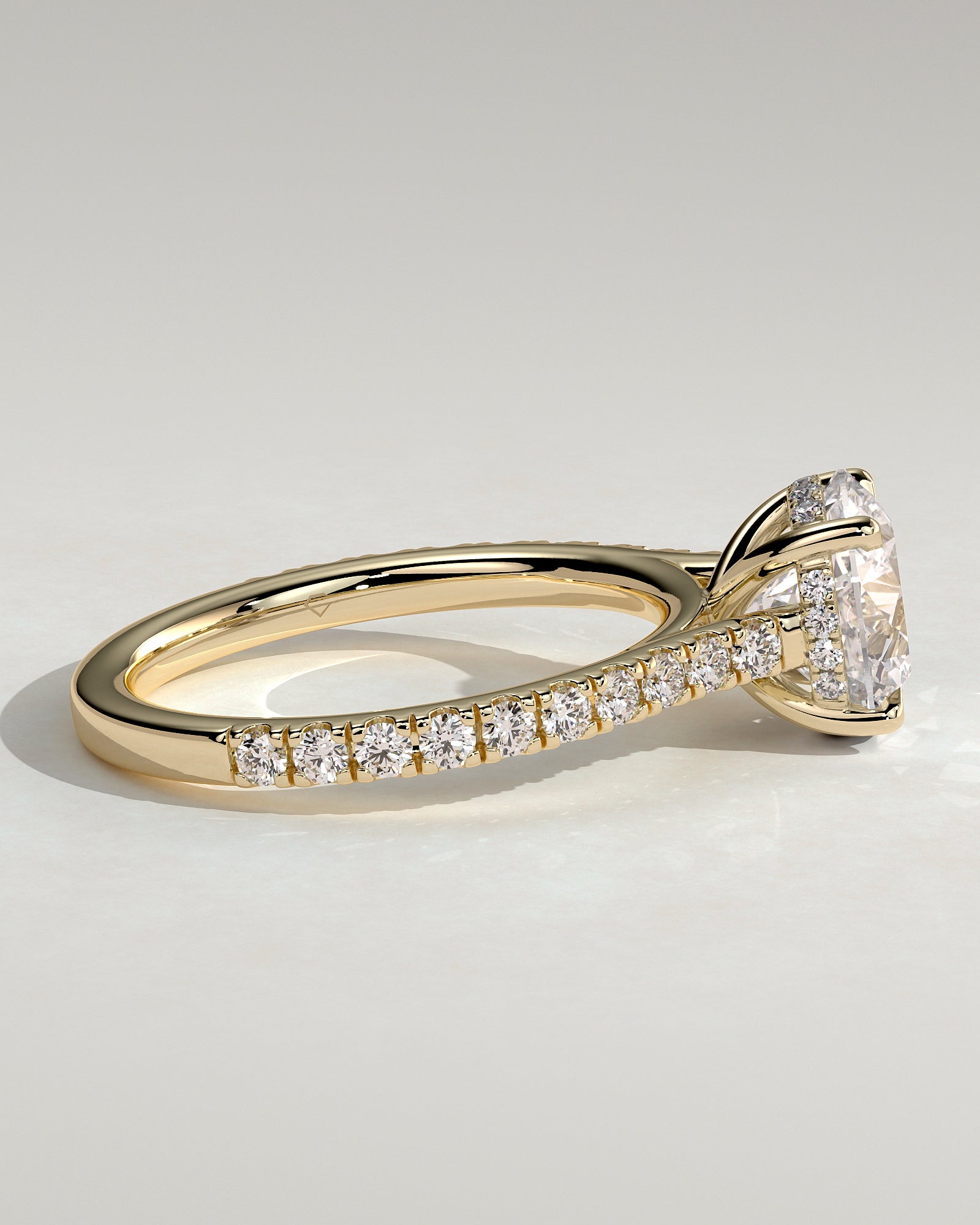 2.0CT Round Lab Grown Diamond Hidden Halo Cathedral Pave Engagement Ring