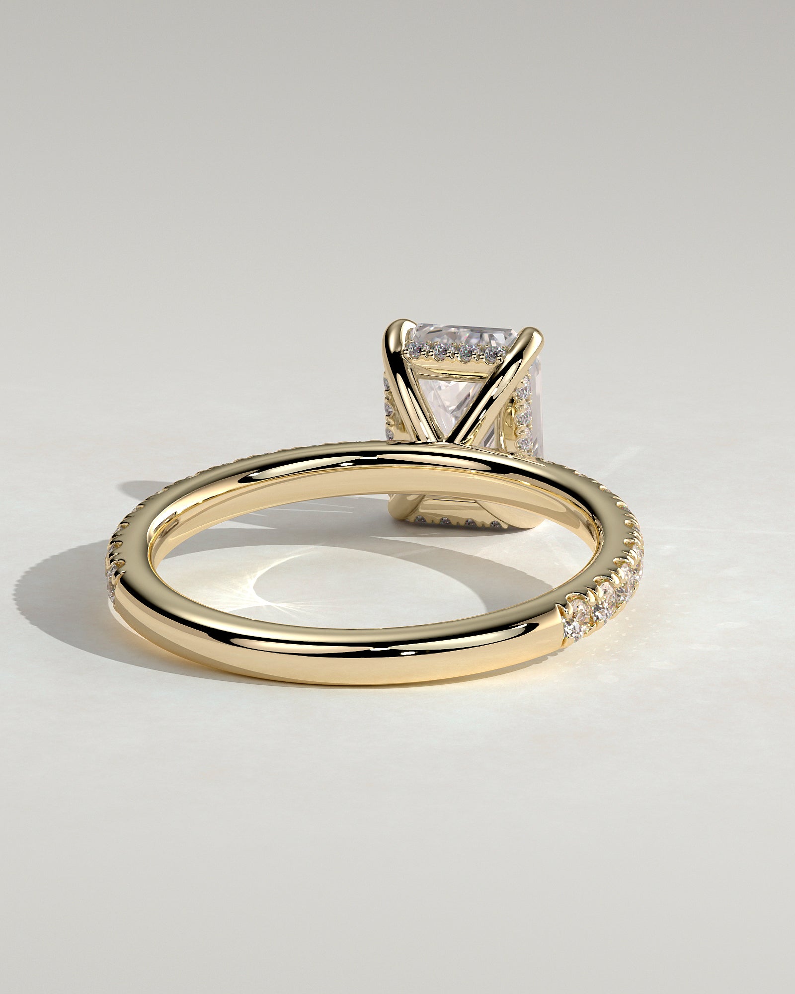 2.0CT Emerald Cut Lab Grown Diamond Hidden Halo Pave Engagement Ring
