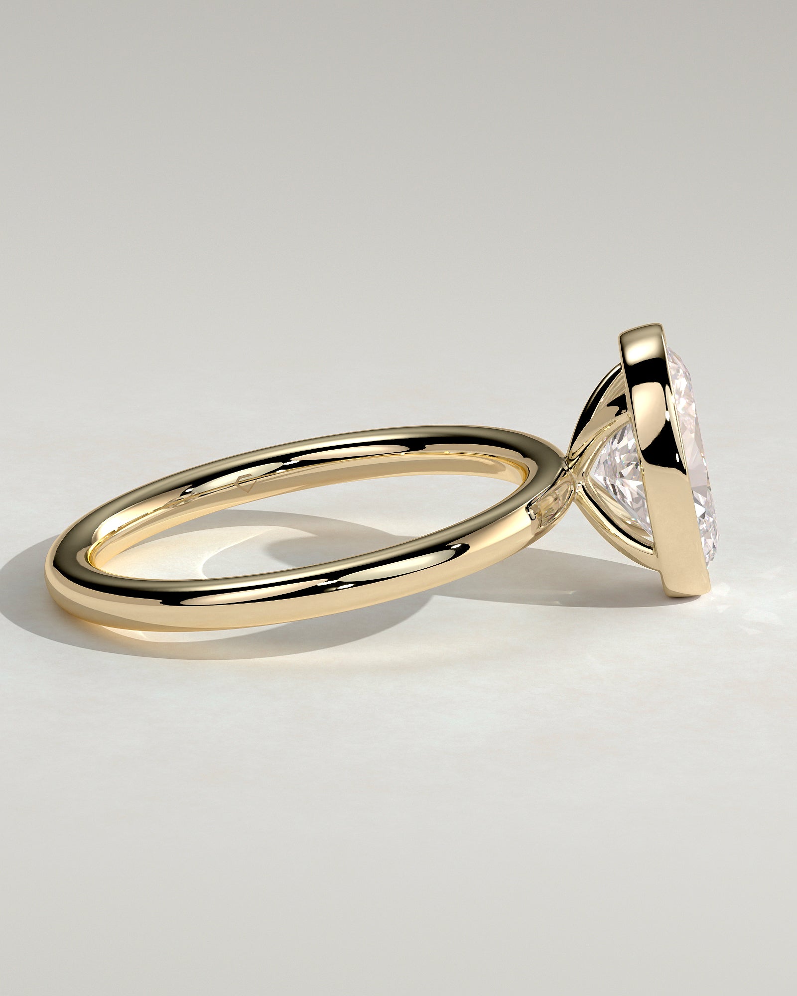 2.0CT Bezel Set Oval Lab Grown Diamond Solitaire Engagement Ring