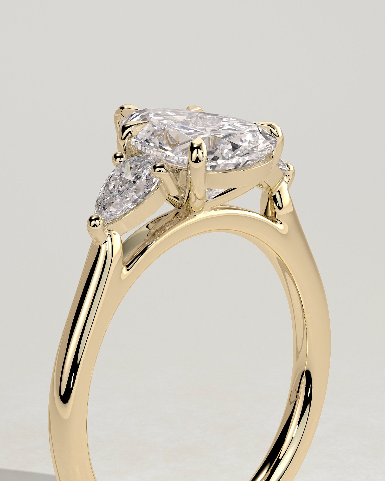 2.0CT Pear Cut Lab Grown Diamond Three Stone Engagement Ring