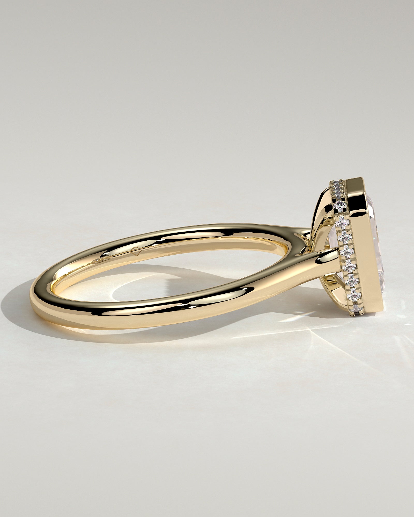 2.0CT Bezel Set Emerald Cut Lab Grown Diamond Hidden Halo Cathedral Engagement Ring