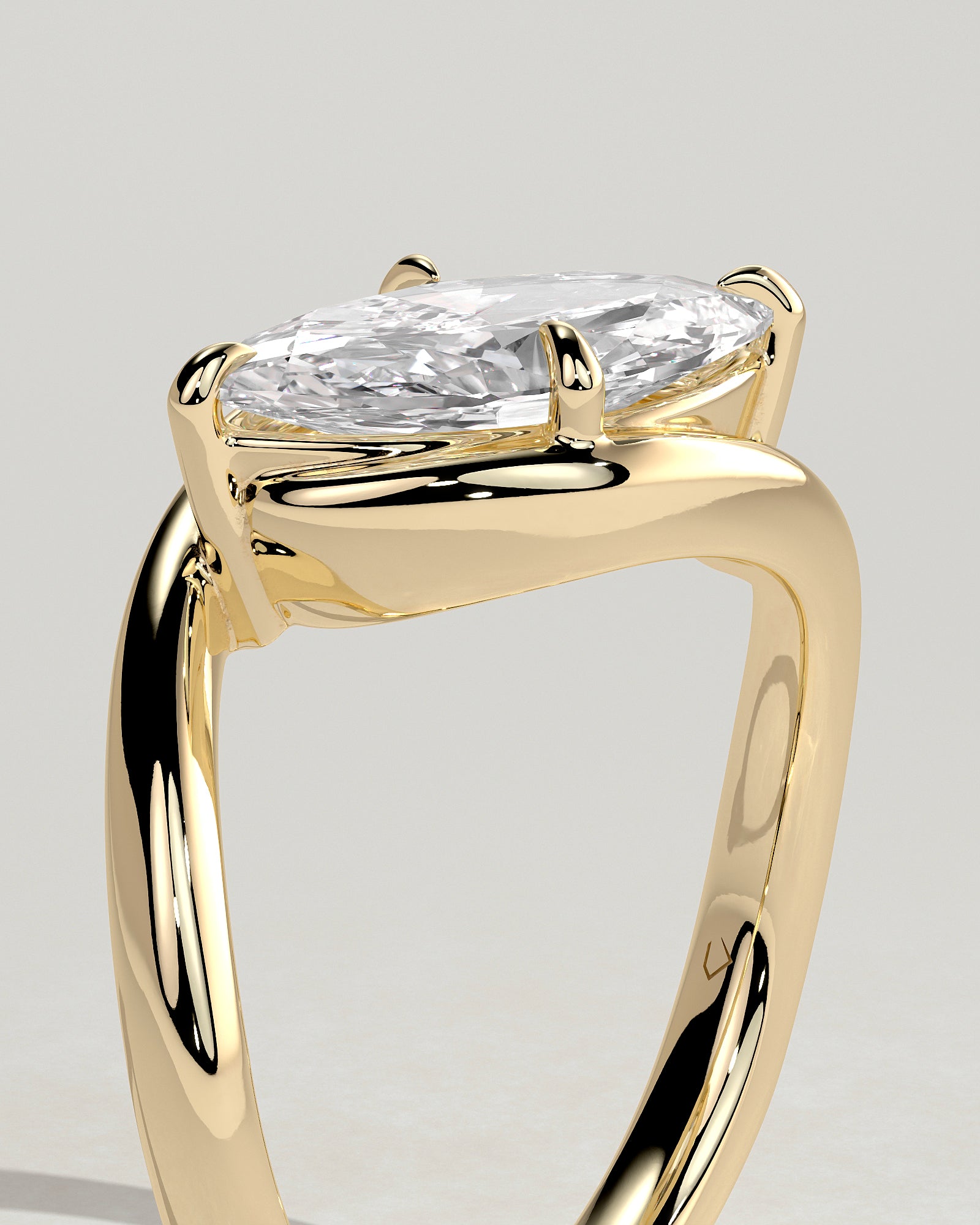 2.0CT East West Marquise Lab Grown Diamond Unique Bypass Engagement Ring