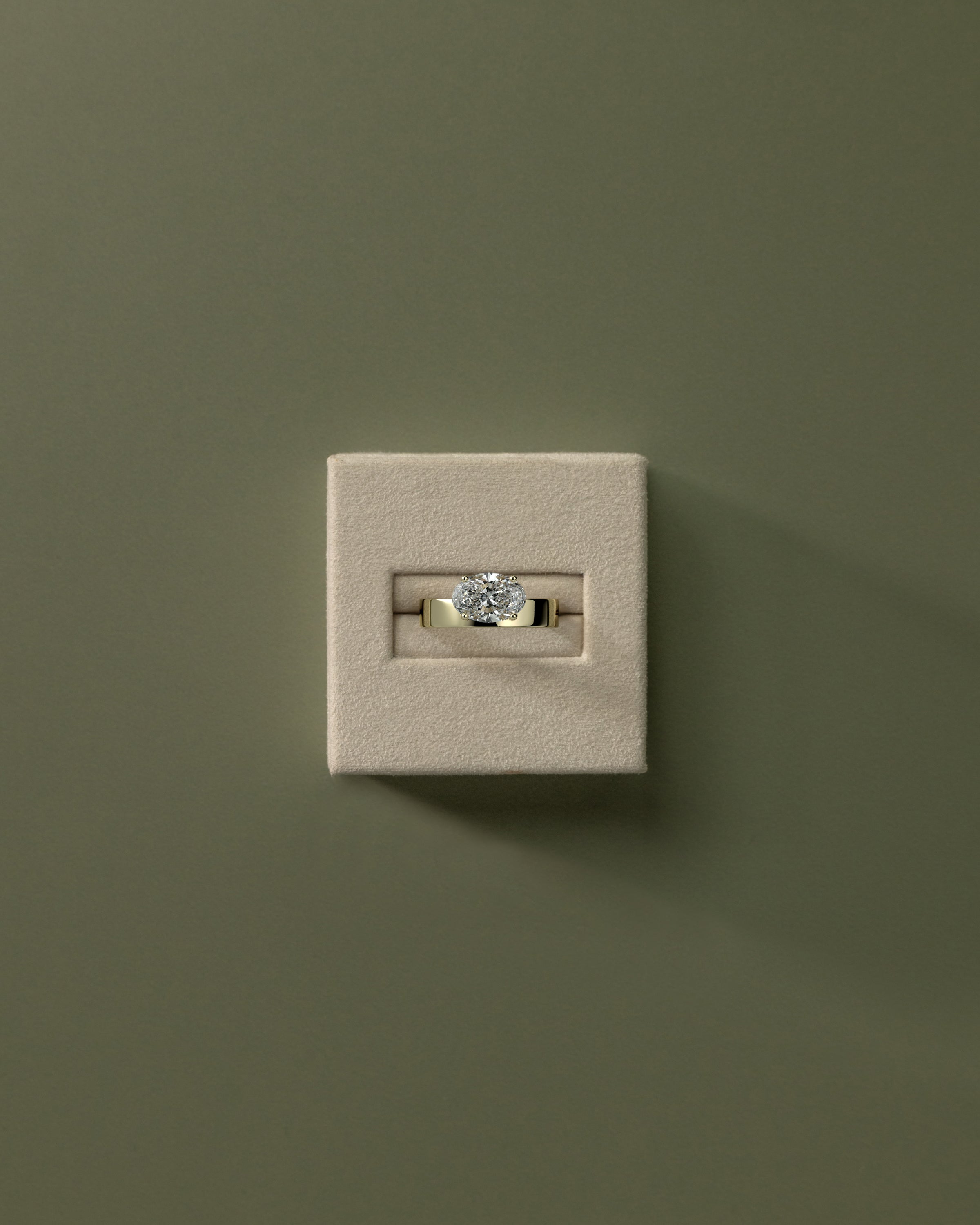 2.0CT East West Oval Lab Grown Diamond Flat Cigar Band Engagement Ring