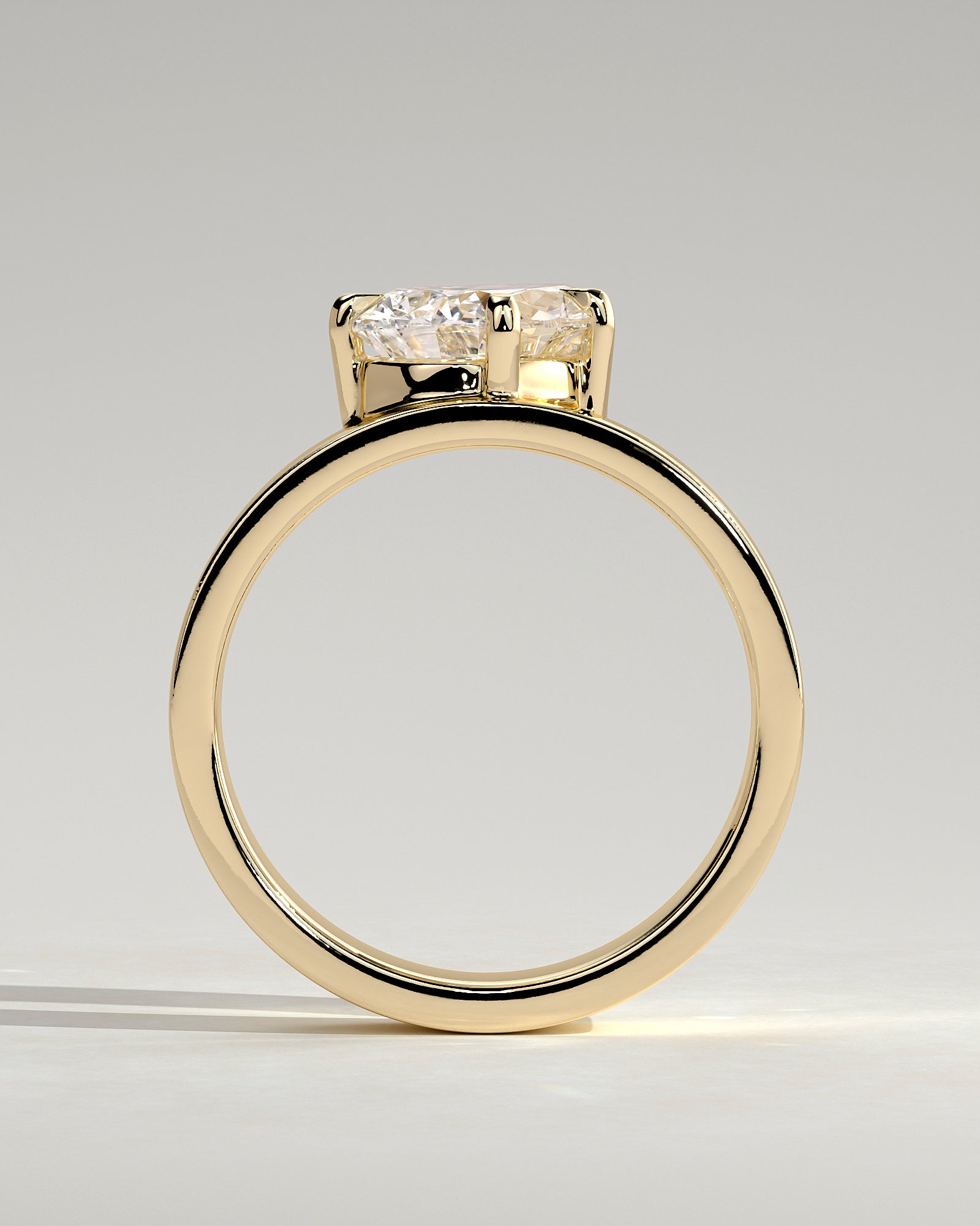 2.0CT East West Pear Lab Grown Diamond Flat Cigar Band Engagement Ring