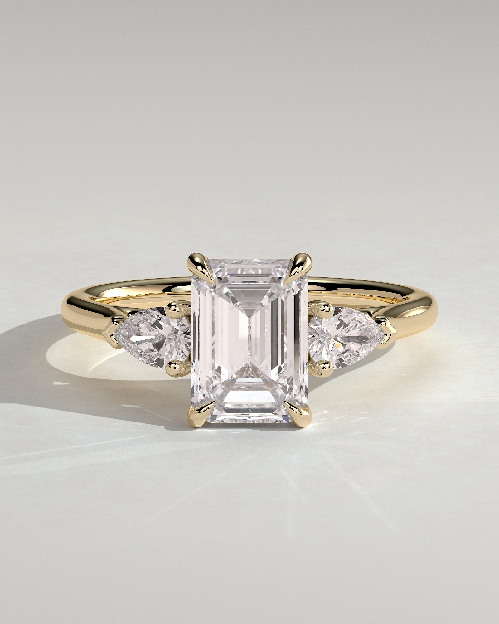 2.0CT Emerald Cut Lab Grown Diamond Three Stone Engagement Ring