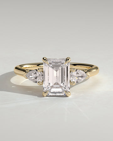 2.0CT Emerald Cut Lab Grown Diamond Three Stone Engagement Ring