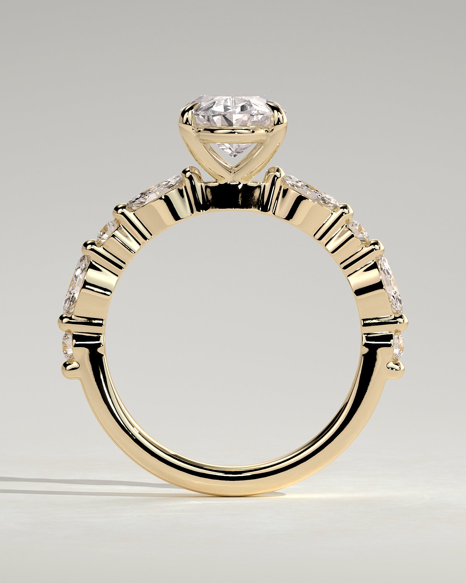 2.0CT Oval Lab Grown Diamond Floating Bubble Pave Engagement Ring