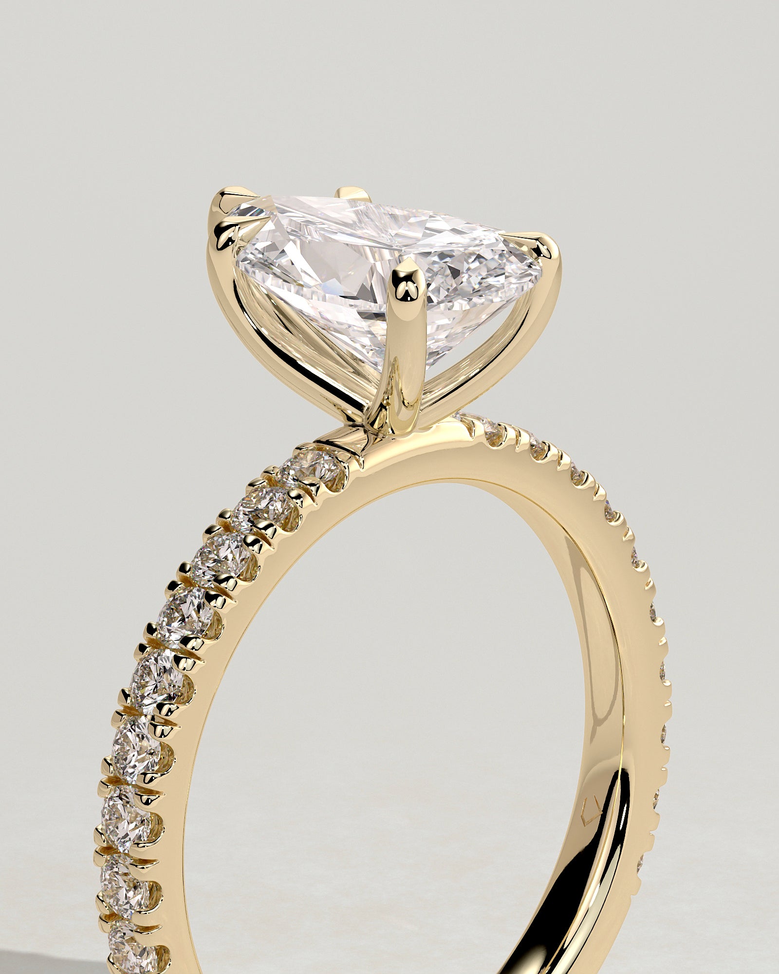 2.0CT Pear Lab Grown Diamond Pave Engagement Ring