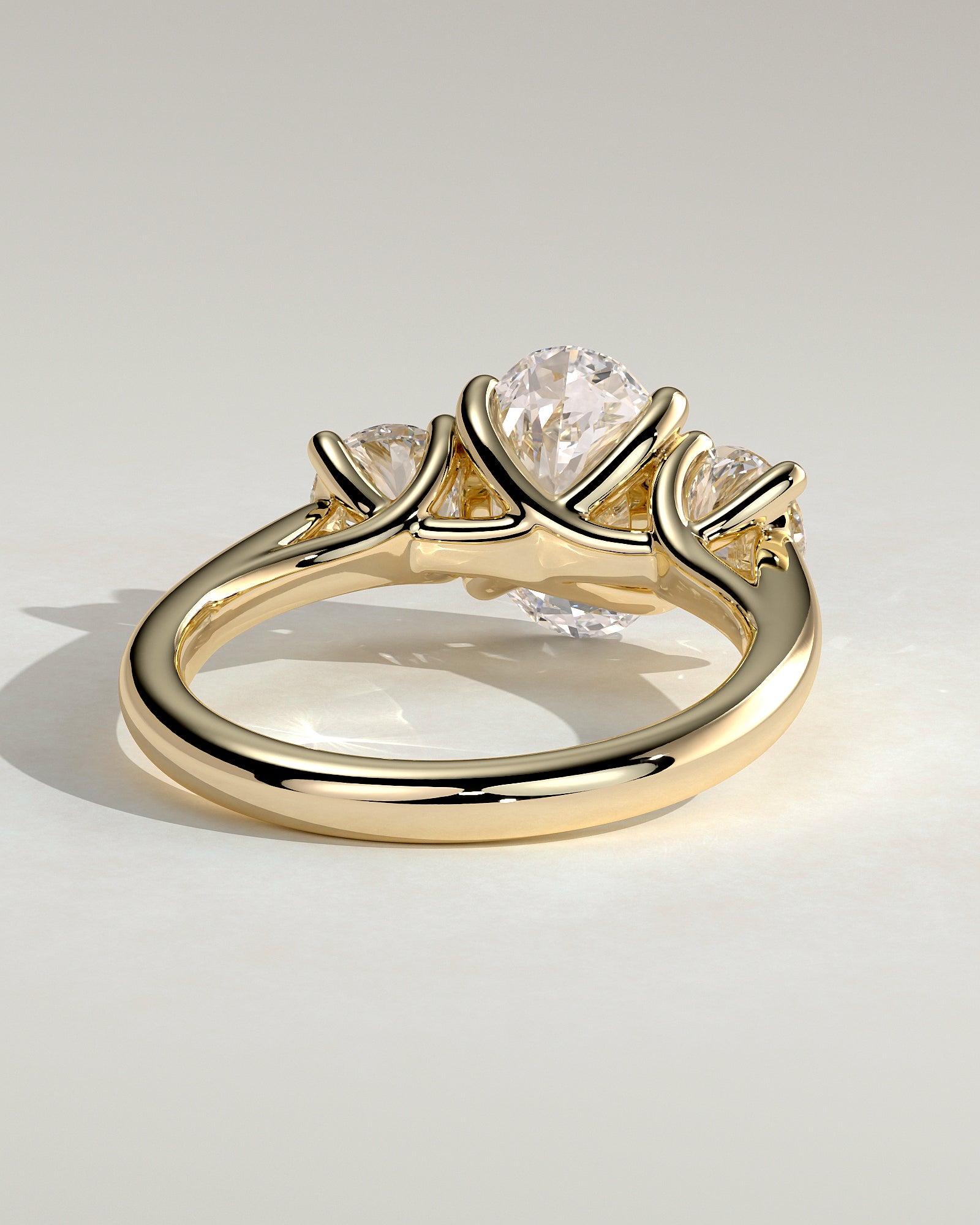 2.0CT Oval Lab Grown Diamond Open Trellis Gallery Three Stone Engagement Ring
