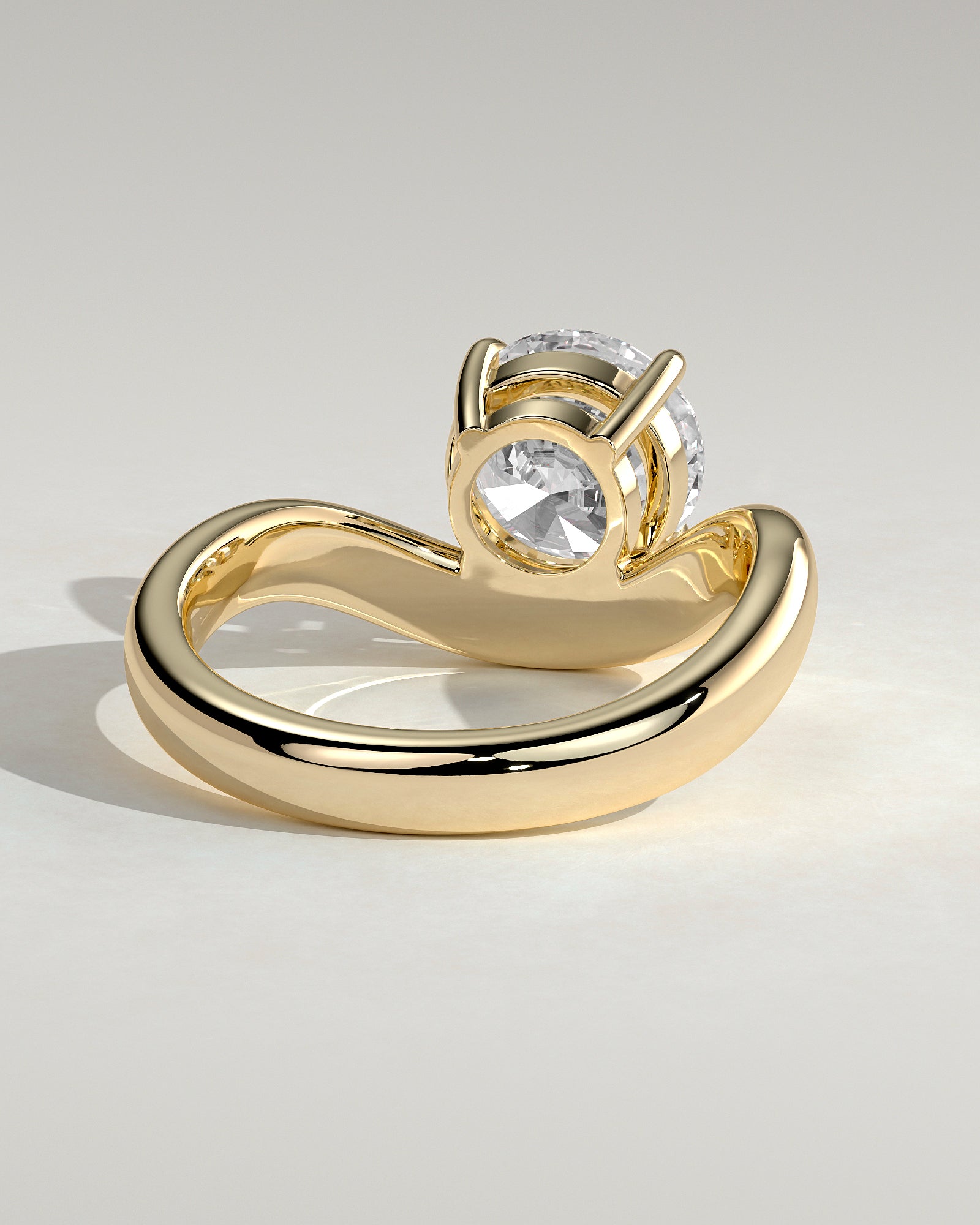 2.0CT Round Lab Grown Diamond Solitaire Wave Band Engagement Ring