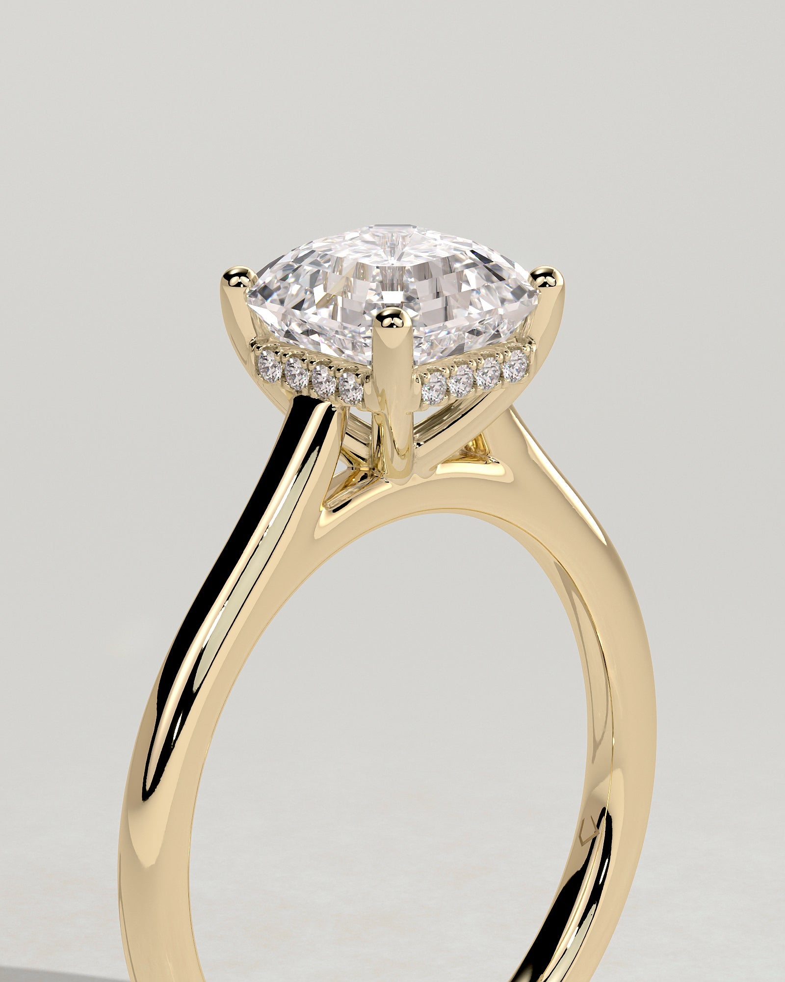 2.0CT Asscher Lab Grown Diamond Hidden Halo Cathedral Engagement Ring