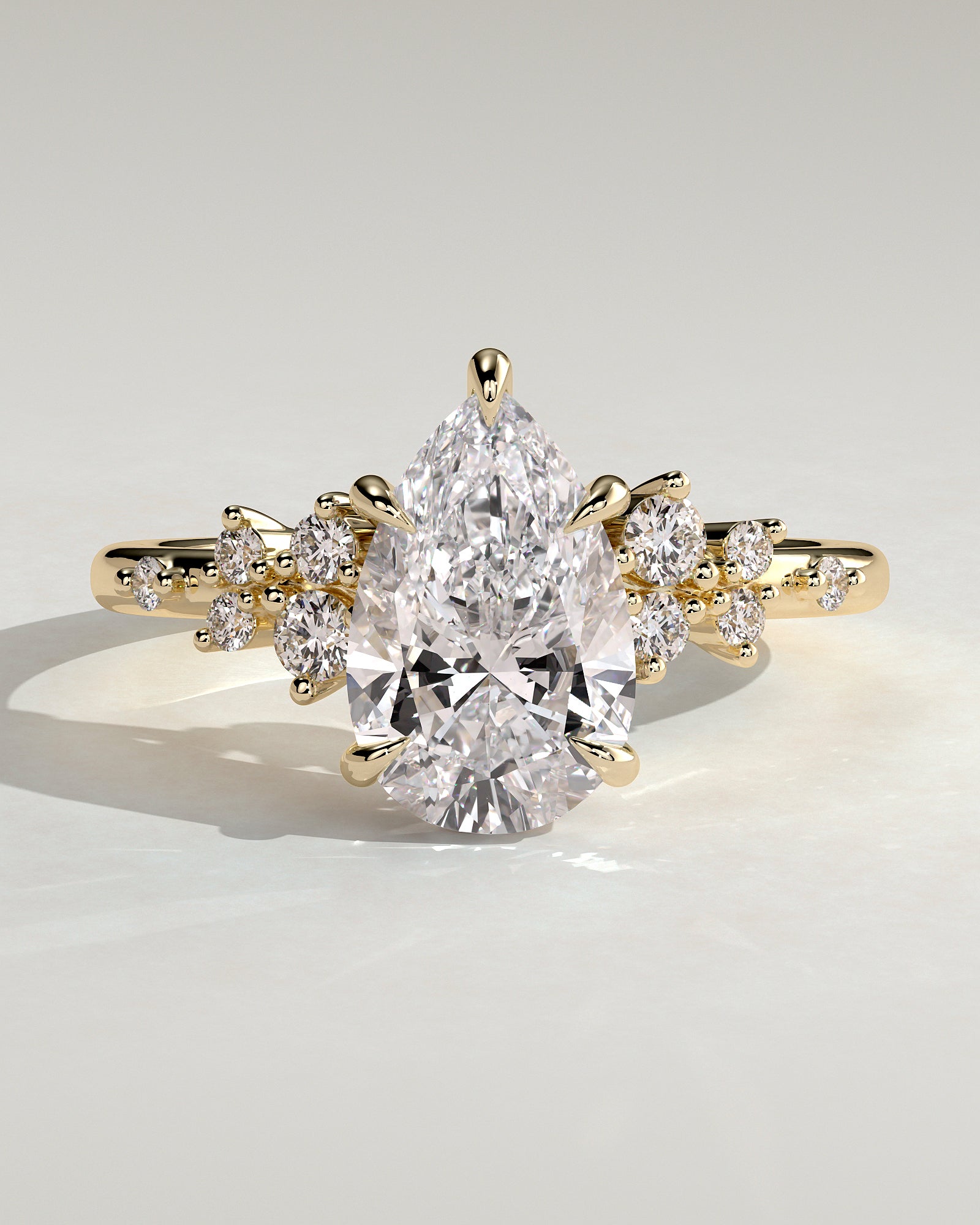 2.0CT Pear Cut Lab Grown Diamond Cluster Engagement Ring