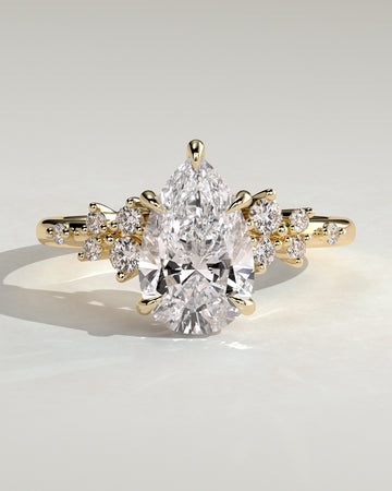 2.0CT Pear Cut Lab Grown Diamond Cluster Engagement Ring