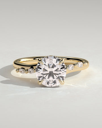2.0CT Round Lab Grown Diamond Hidden Halo Marquise Accents Engagement Ring