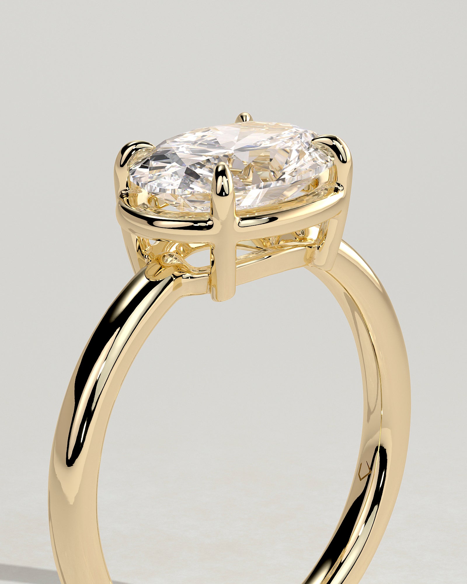 2.0CT East West Oval Lab Grown Diamond Solitaire Frame Bezel Engagement Ring