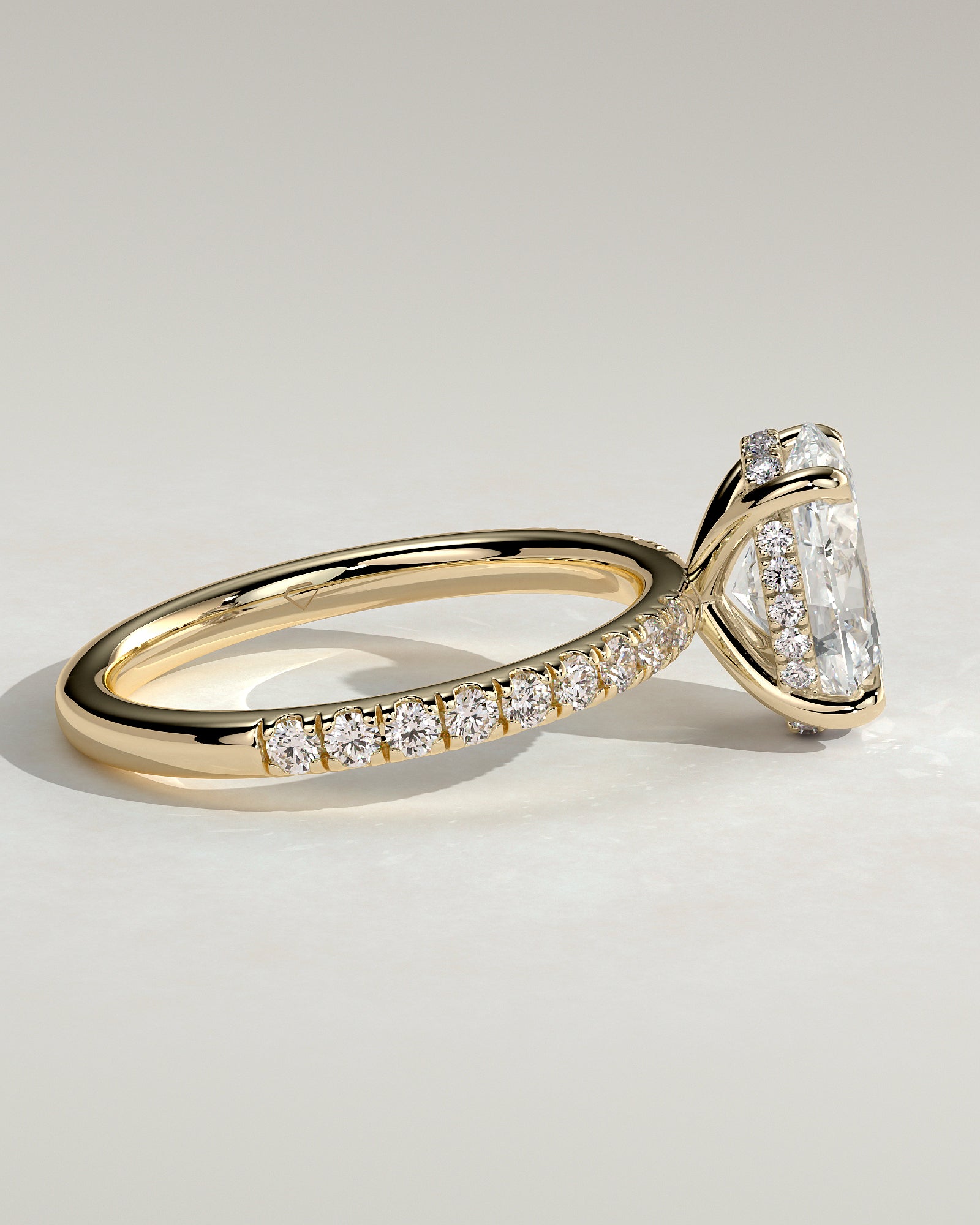 2.0CT Oval Lab Grown Diamond Hidden Halo Pave Engagement Ring