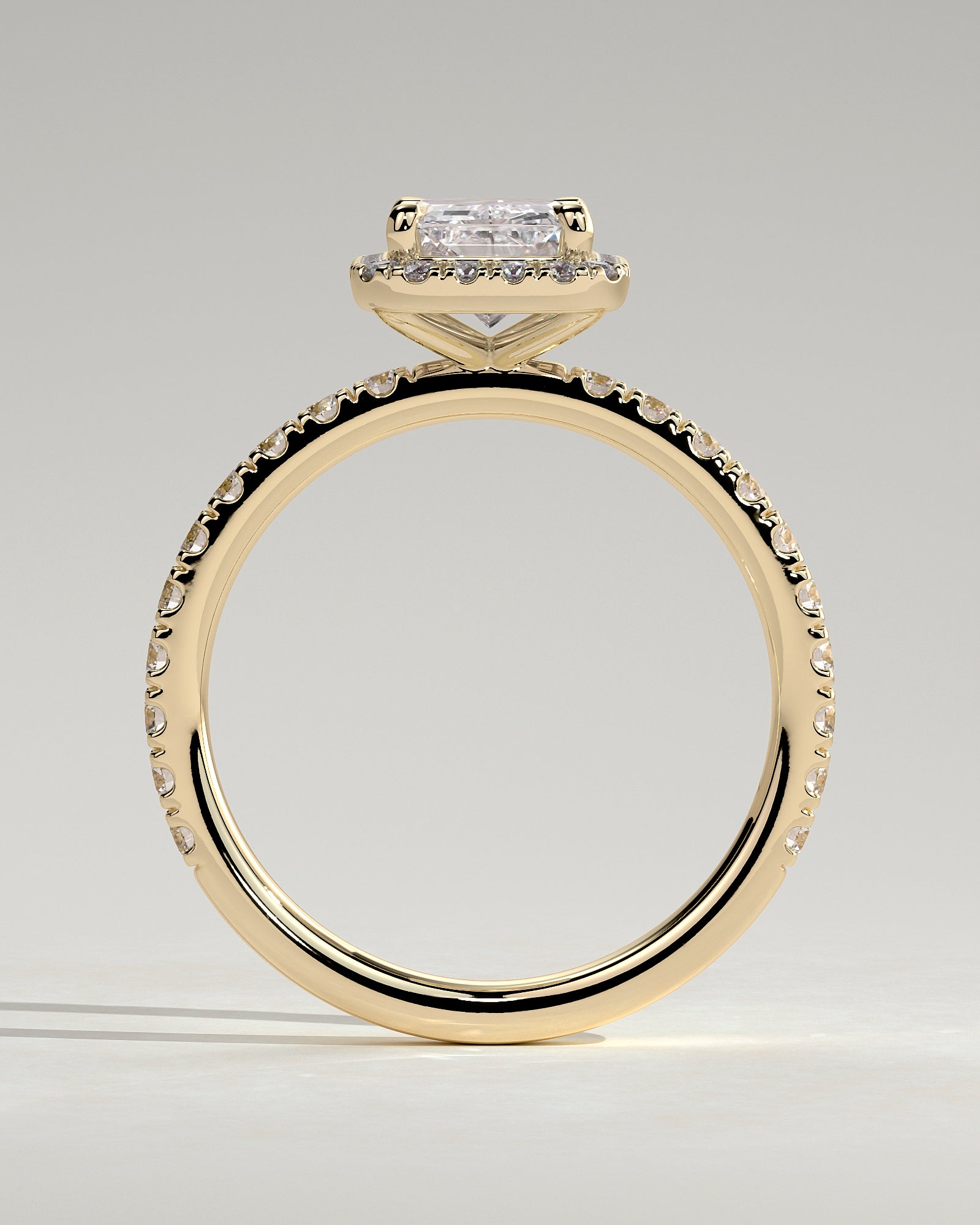 2.0CT Radiant Lab Grown Diamond Halo Pave Engagement Ring