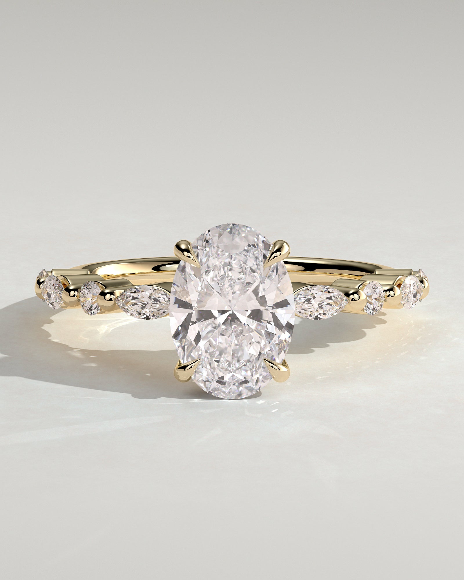 2.0CT Oval Lab Grown Diamond Hidden Halo Floating Bubble Pave Engagement Ring