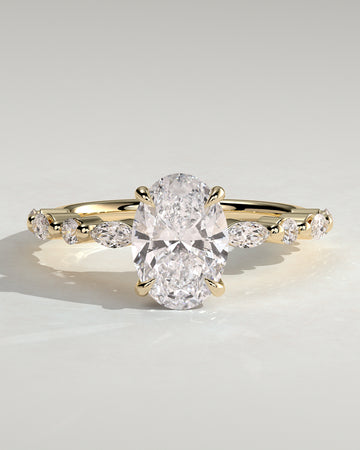 2.0CT Oval Lab Grown Diamond Hidden Halo Floating Bubble Pave Engagement Ring