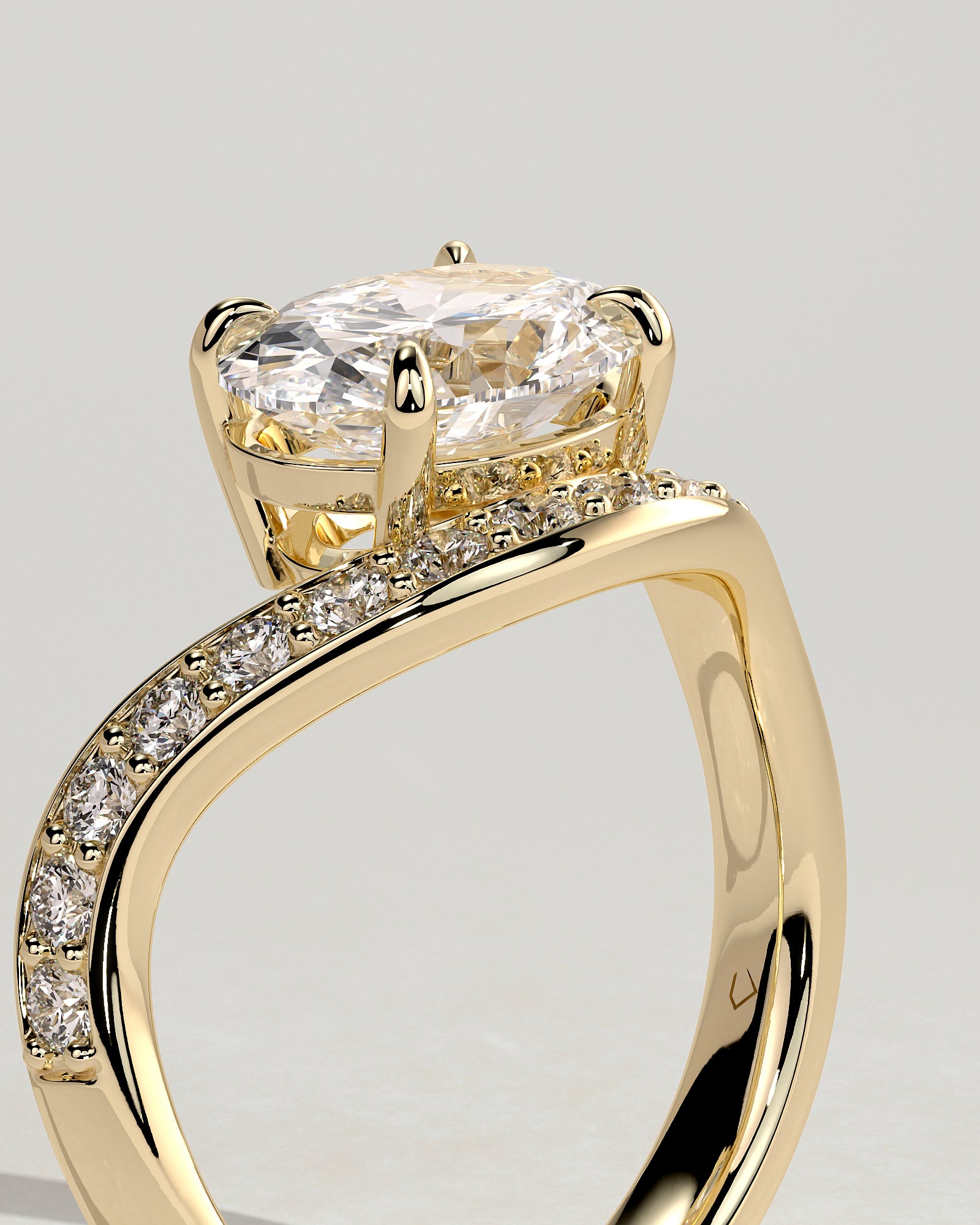 2.0CT East West Oval Lab Grown Diamond Pave Wave Band Engagement Ring